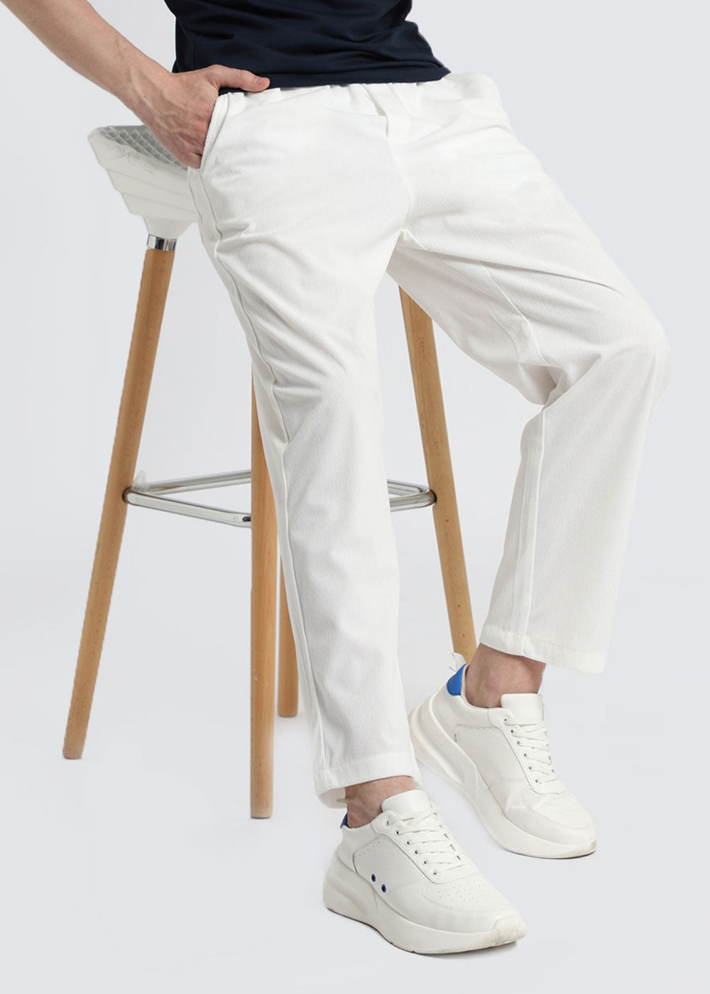 Ice White Corduroy Pant