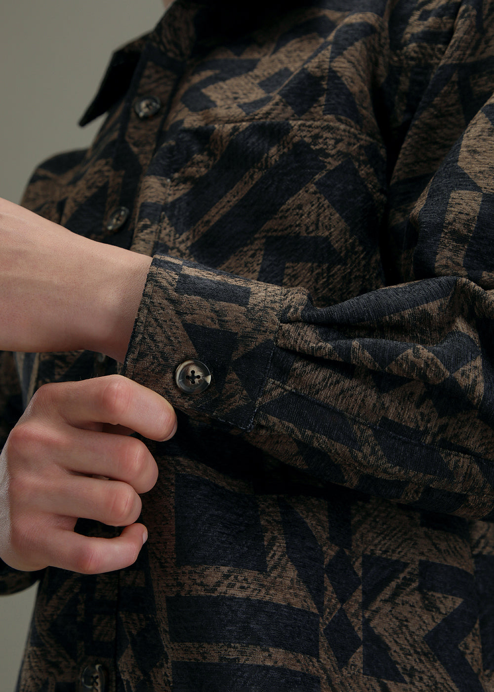 Brown Black Regular Fit Shacket