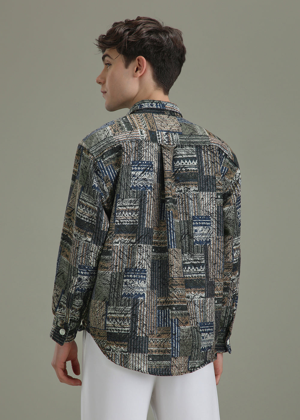 Green Line Abstract Regular Fit Shacket