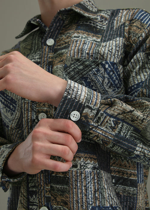 Green Line Abstract Regular Fit Shacket