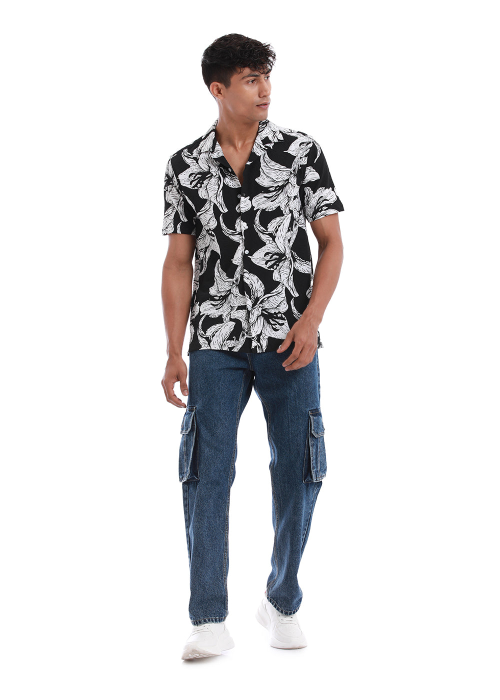 Lily Print White Popcorn Shirt
