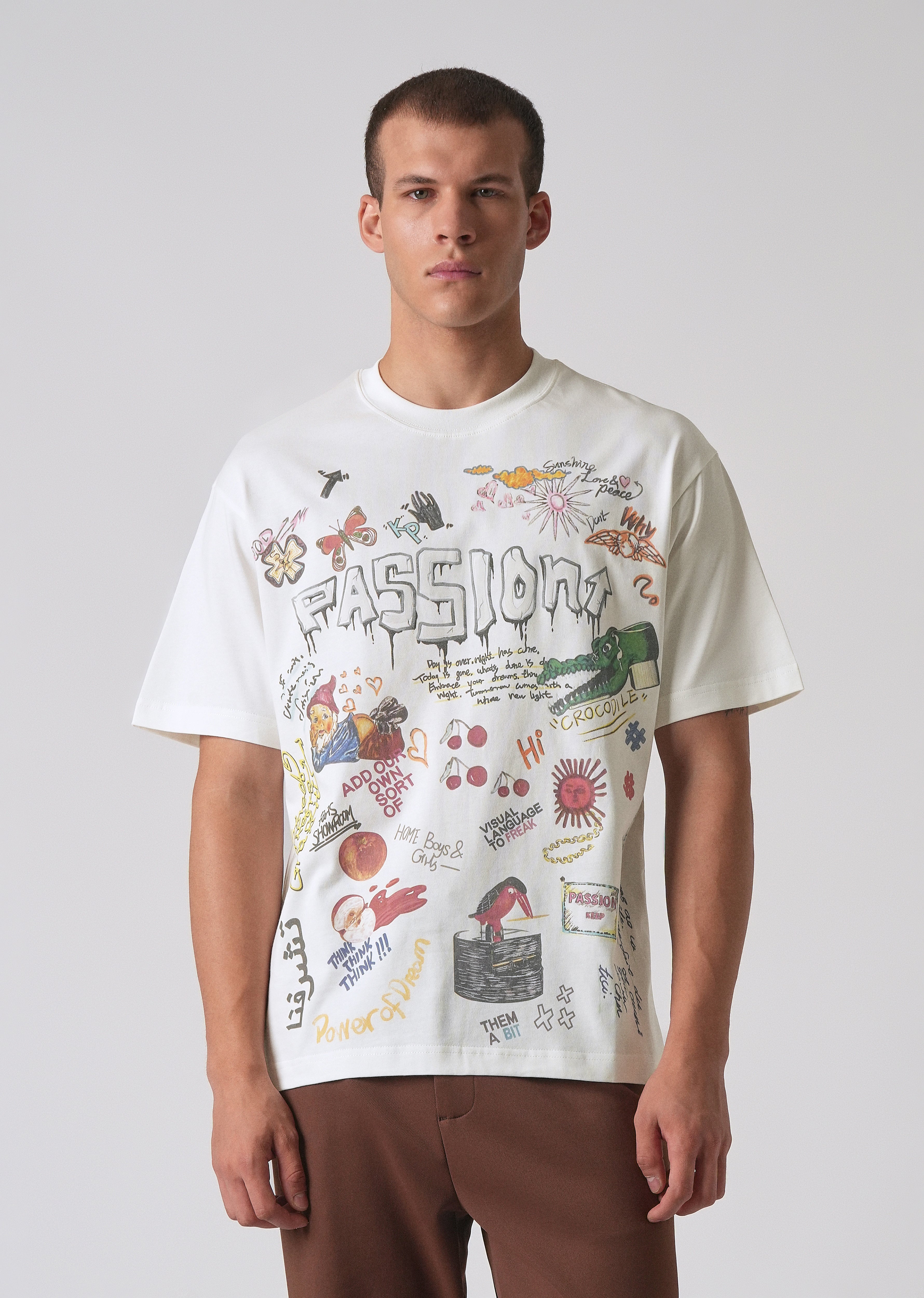 Passion White Printed Oversized T-shirt