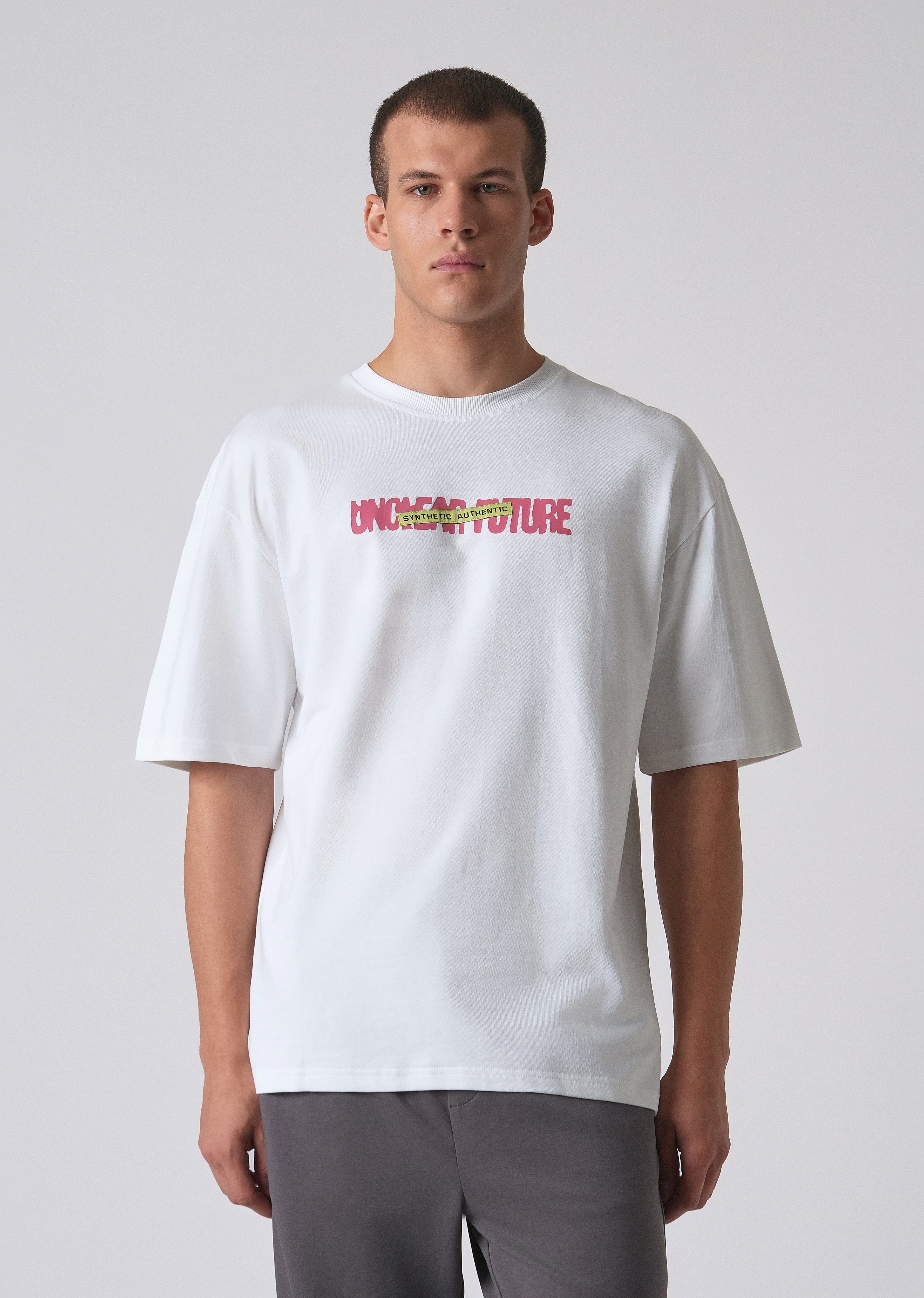 Typography White Oversized T-shirt