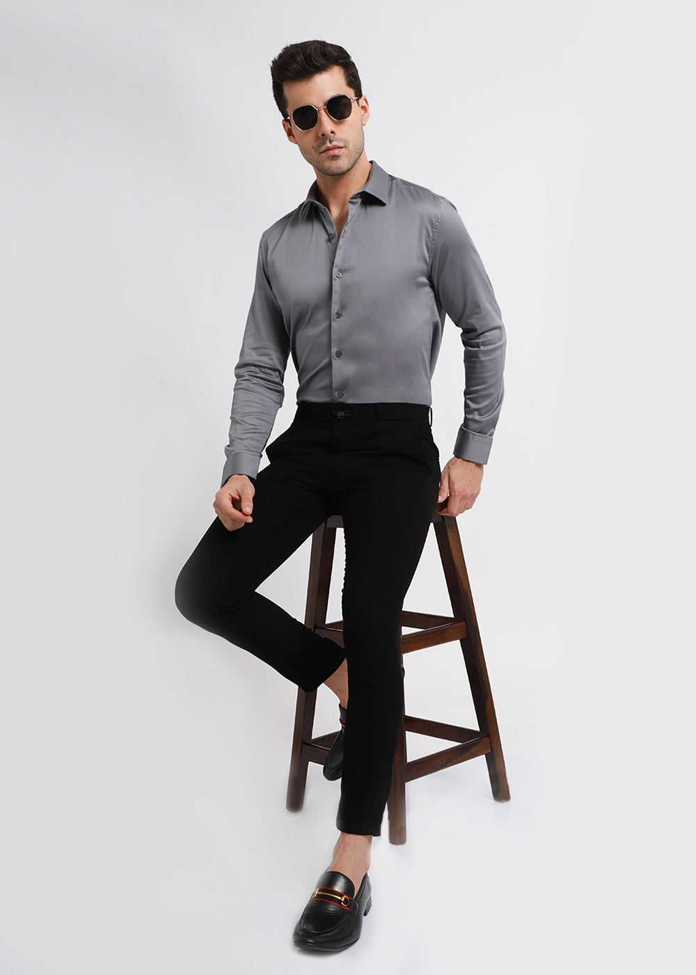 Hybrid Gray Satin Shirt