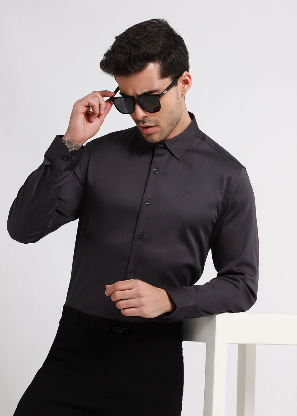 Quarry Gray Satin Shirt