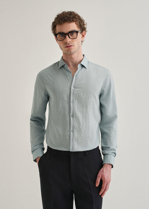 Blue Self Patterned Shirt