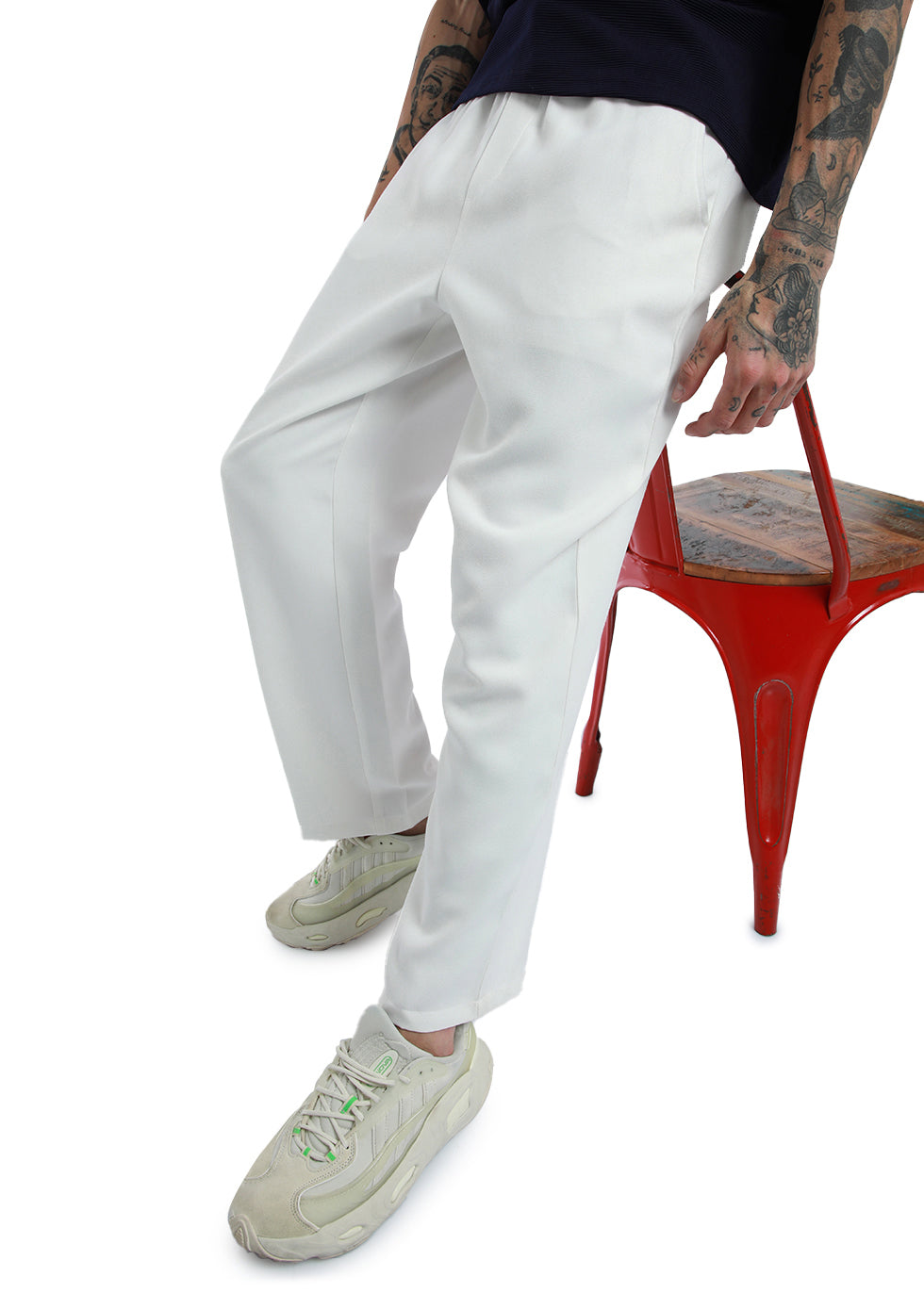 Feather White Thin-Corduroy Trousers