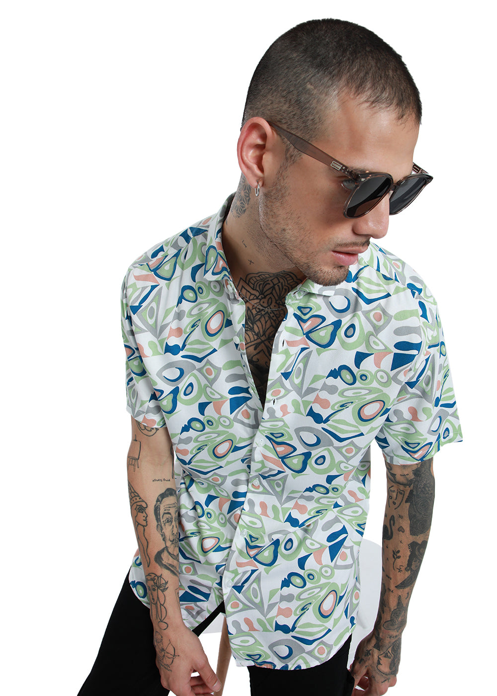 Streaked Abstract Print half sleeve shirt