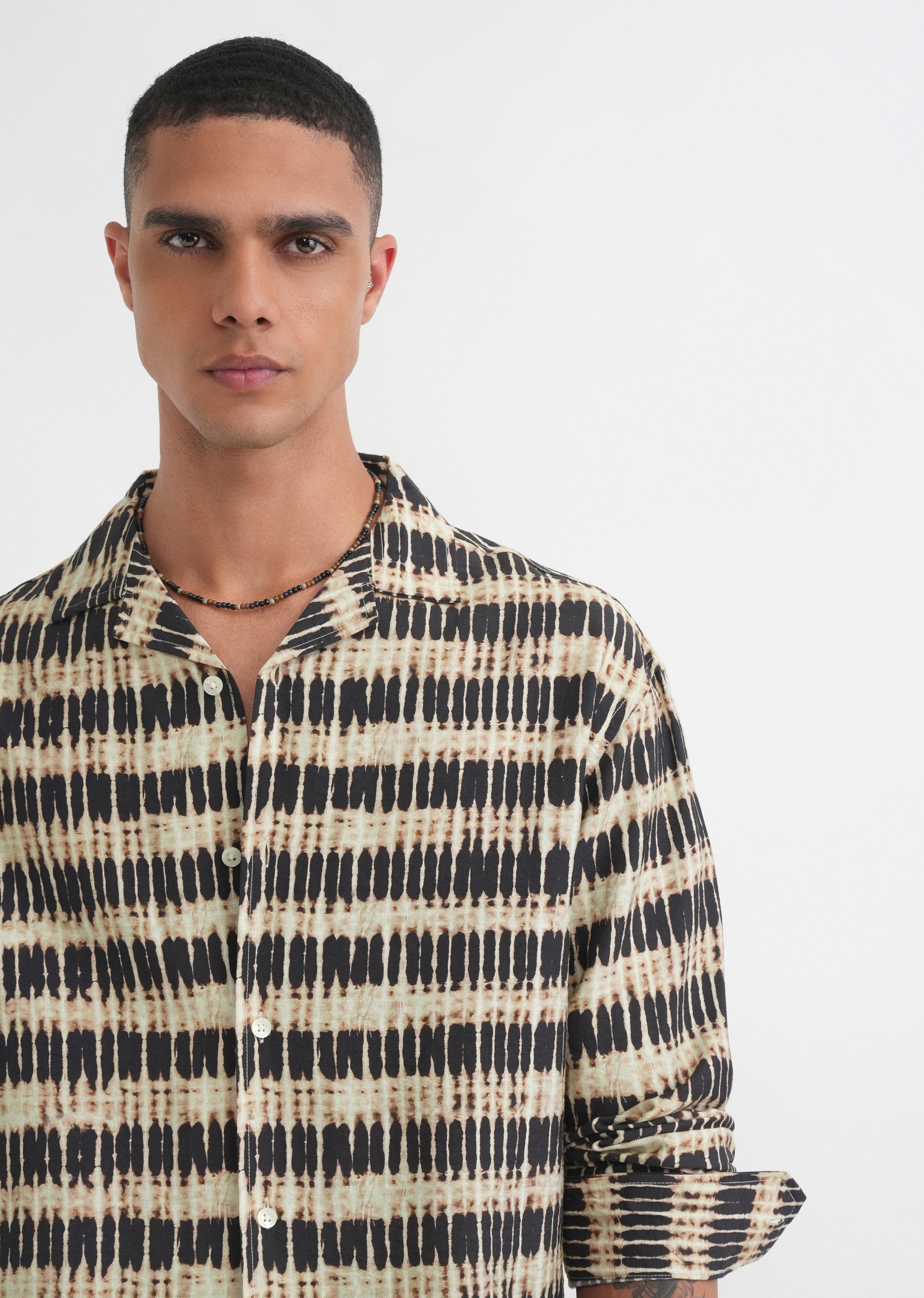 Beige Abstract Relaxed Fit Shirt