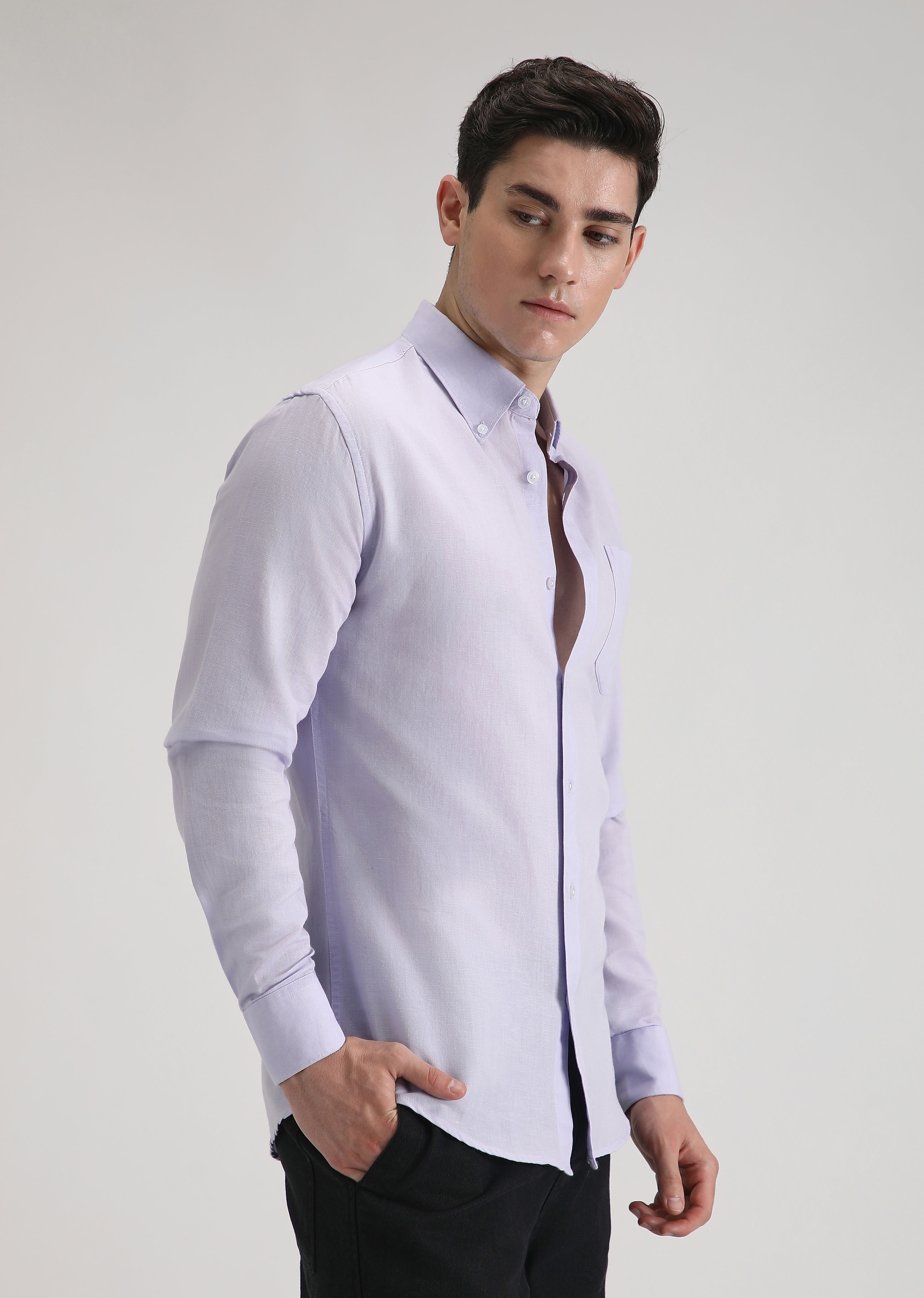Pastel Lavender Cotton Linen Shirt