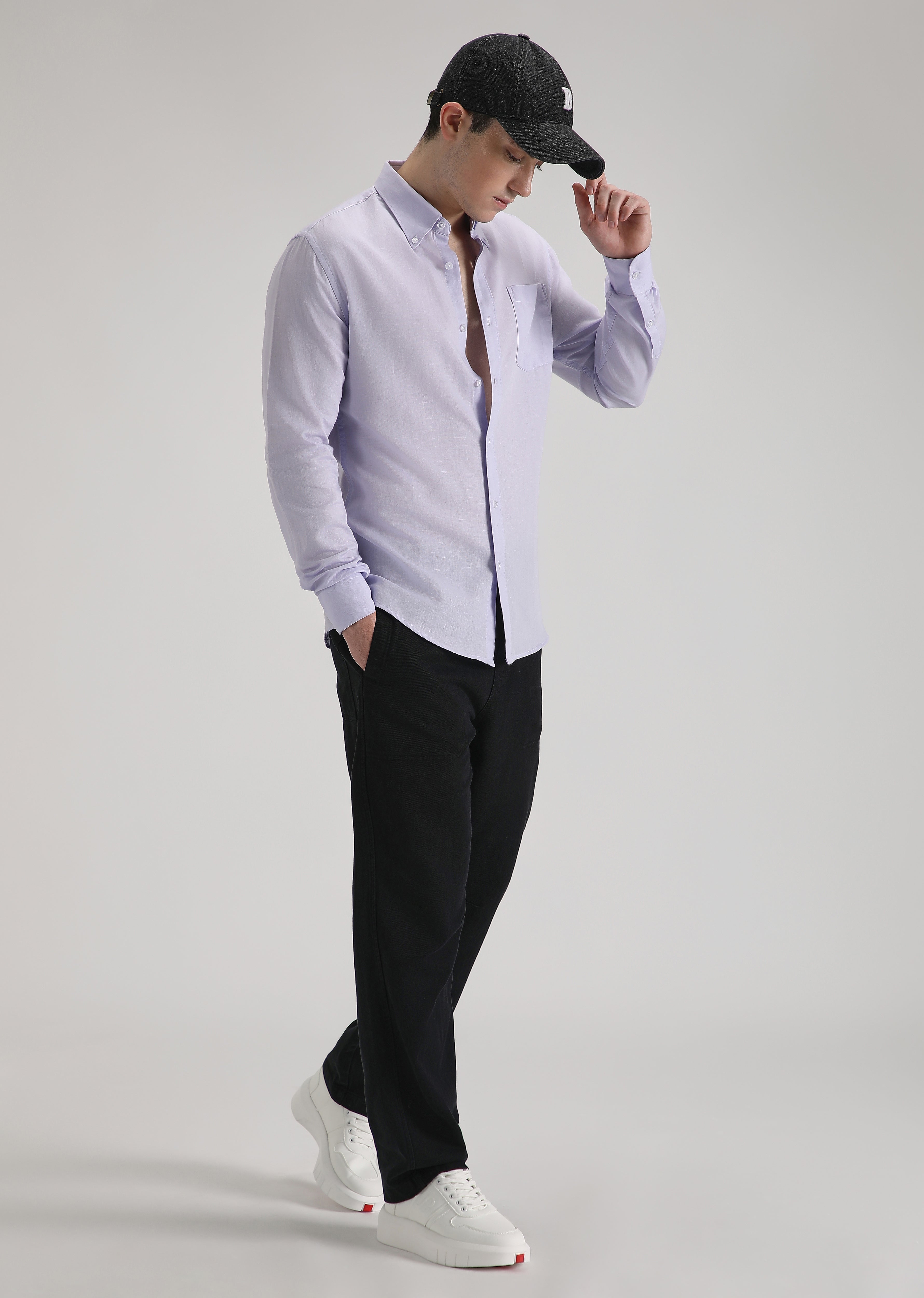 Pastel Lavender Cotton Linen Shirt