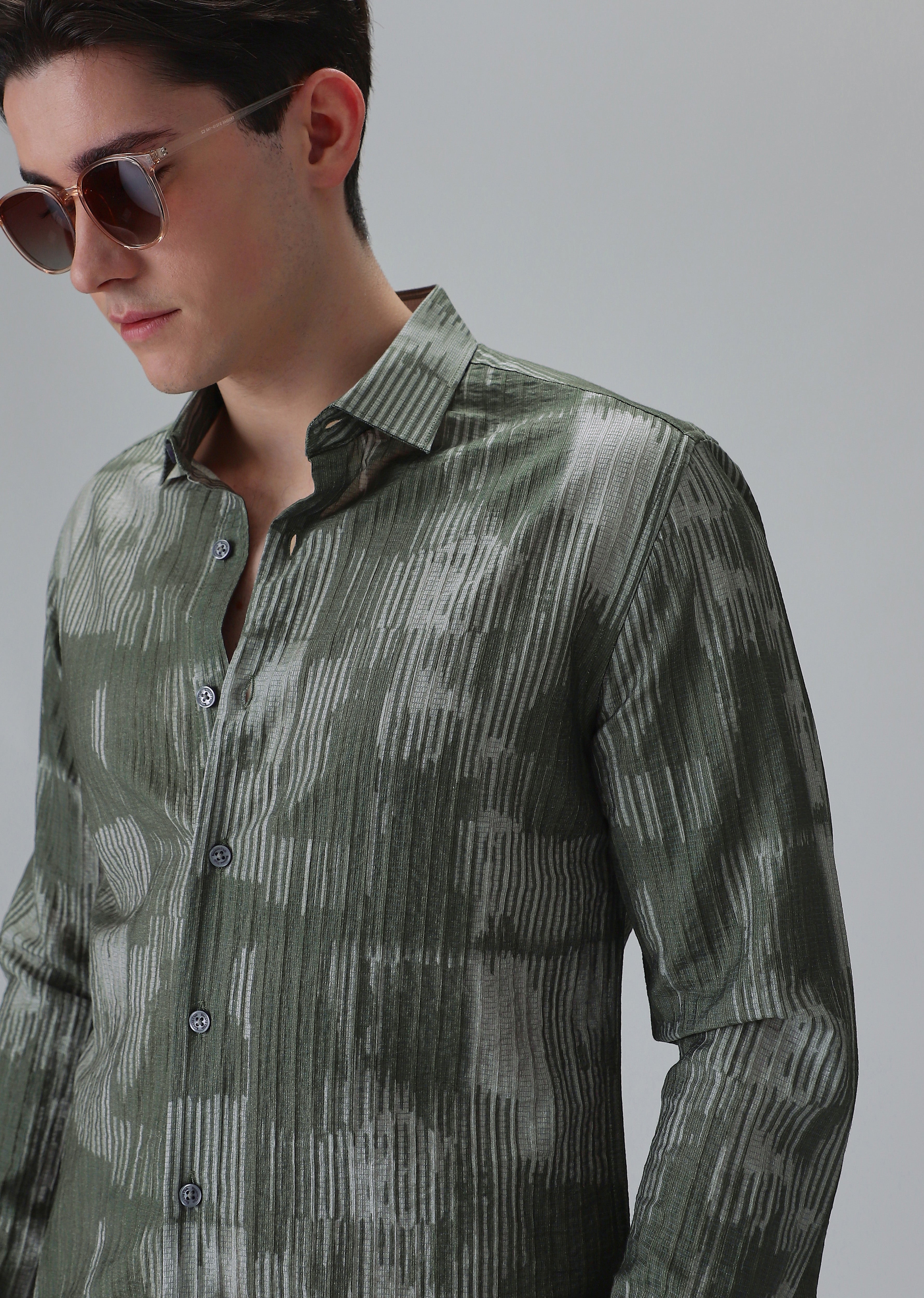 Monoline Green Printed Shirt