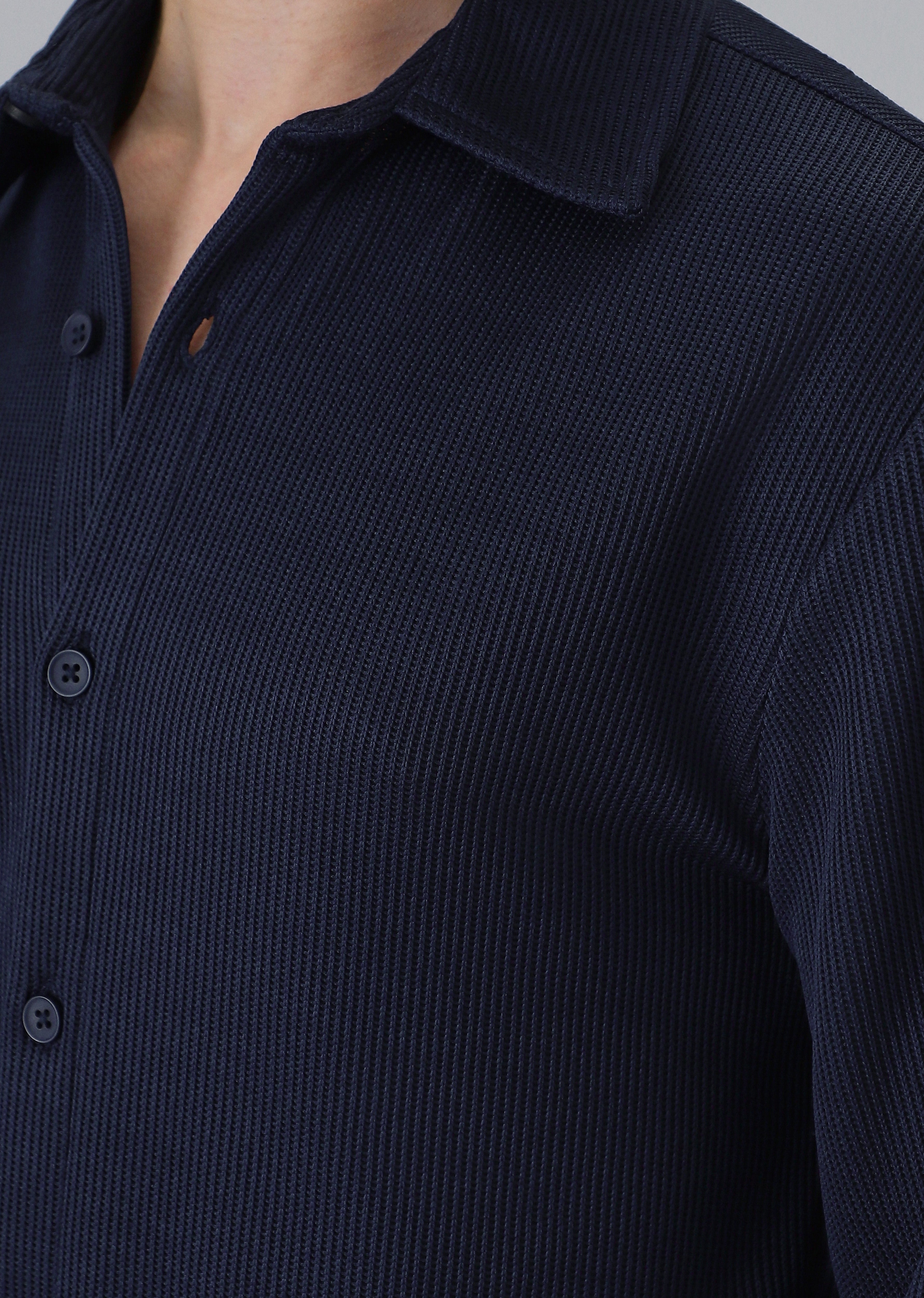 Dark Blue Plain Knitted Shirt