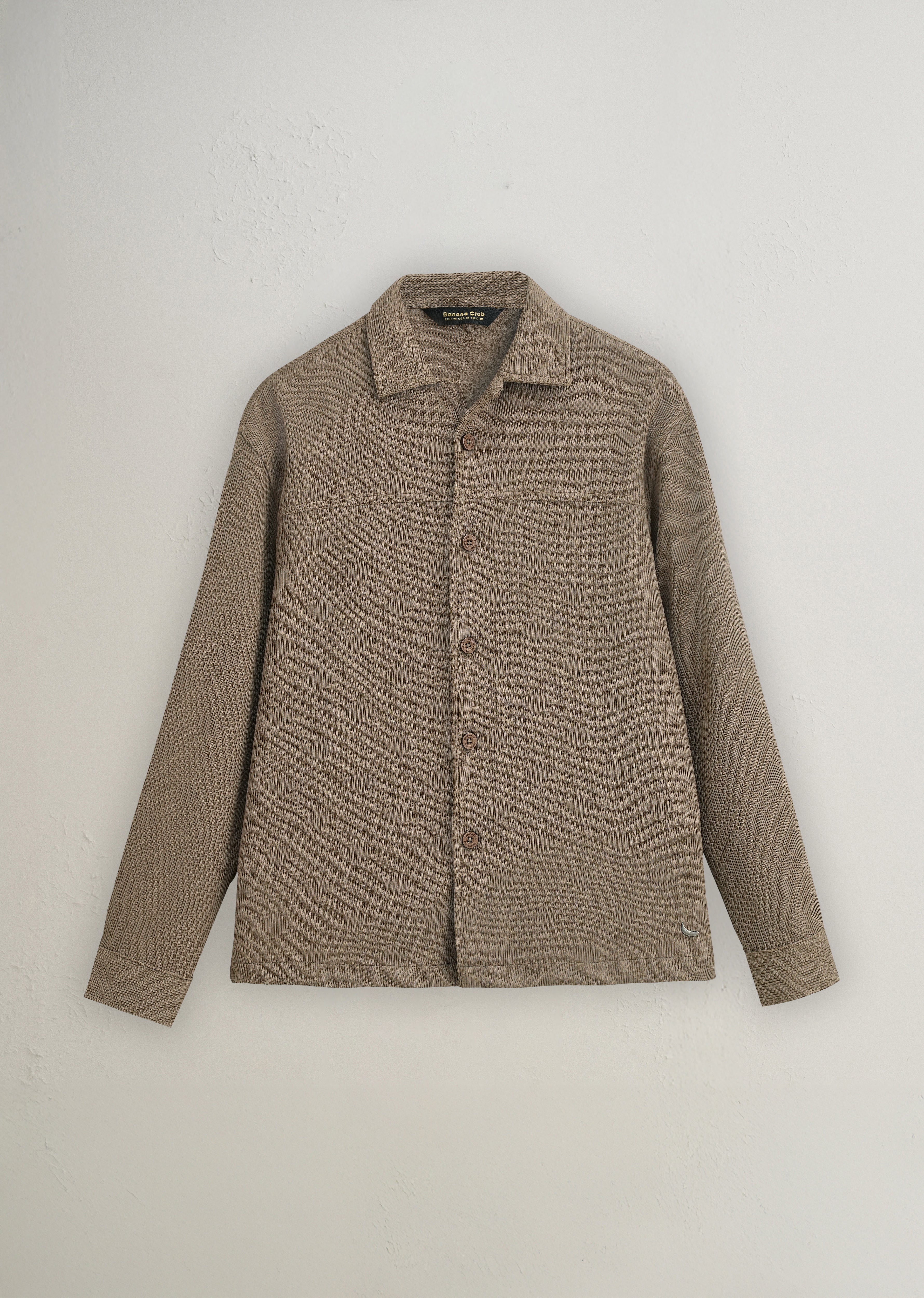 Taupe Textured Knit Shacket