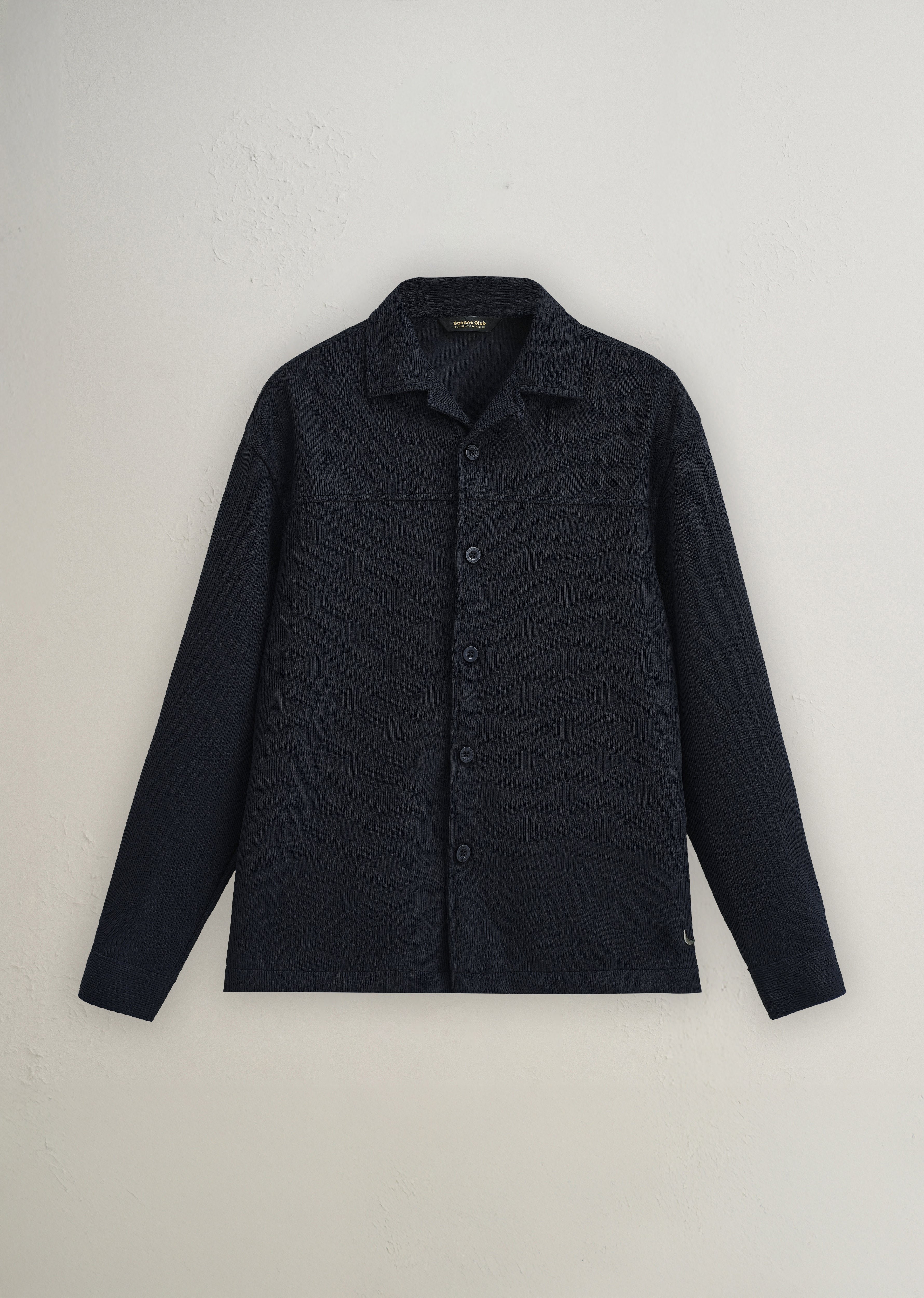 Navy Blue Textured Knit Shacket