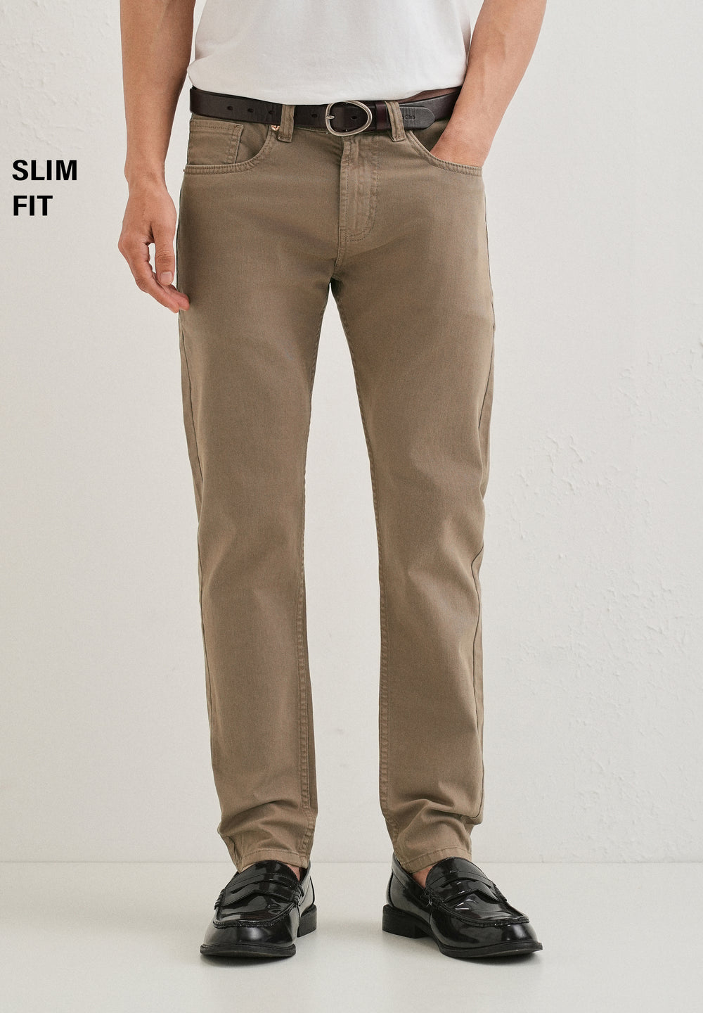 Sand Brown Slim fit Jeans