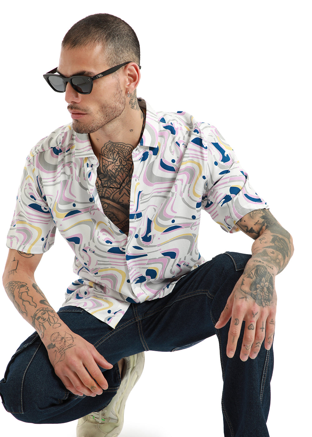 Ocean coast print half sleeve shirt
