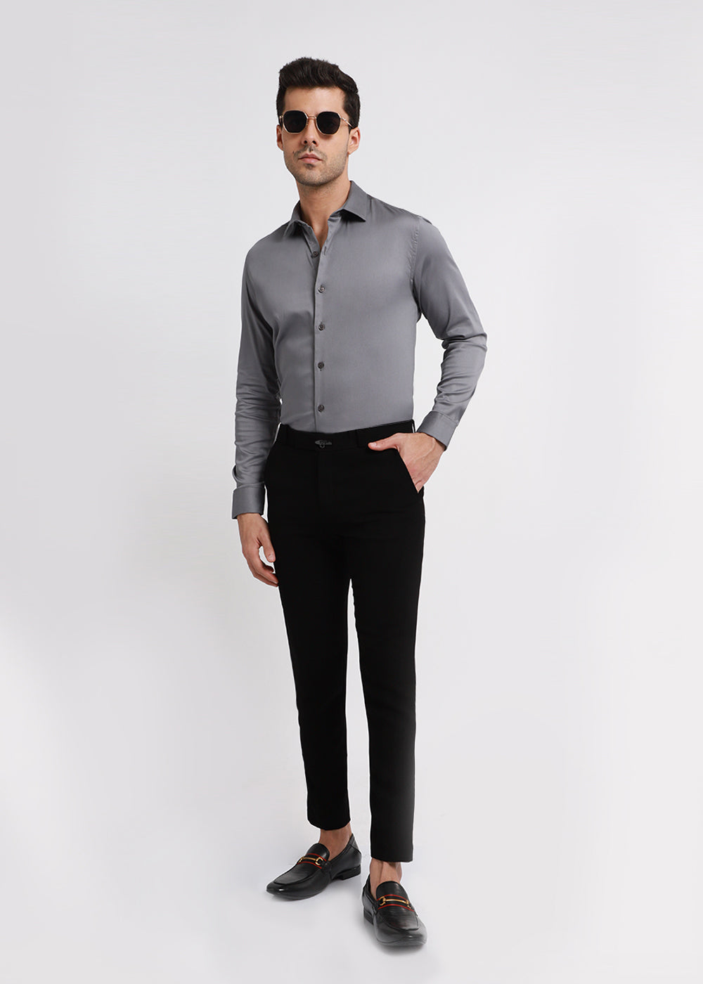 Hybrid Gray Satin Shirt