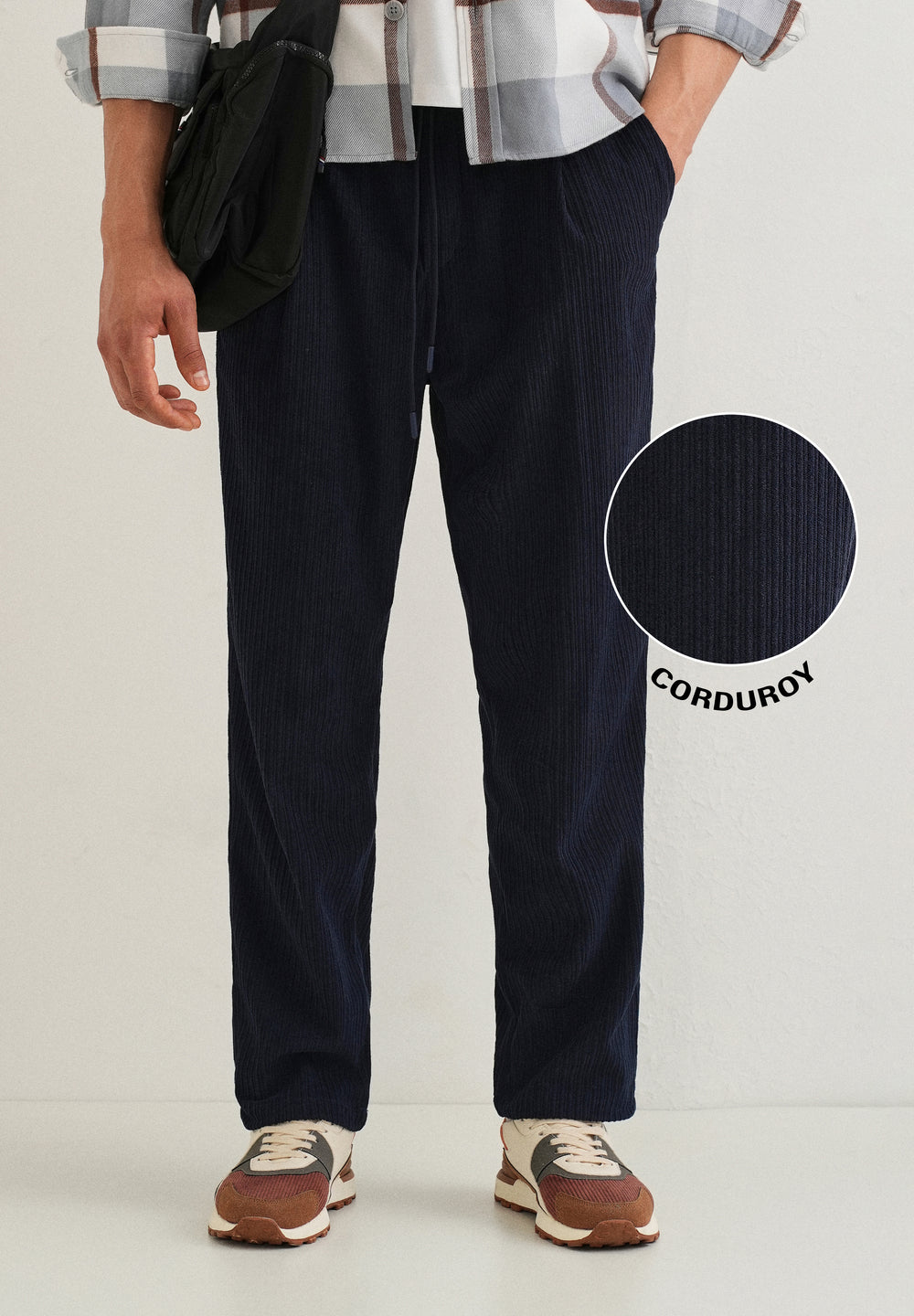 Prussian Blue Drawstring Corduroy Pant