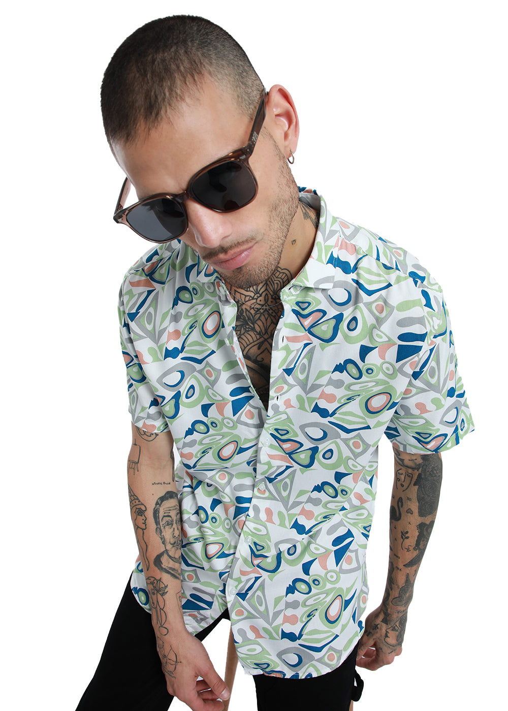 Streaked Abstract Print half sleeve shirt