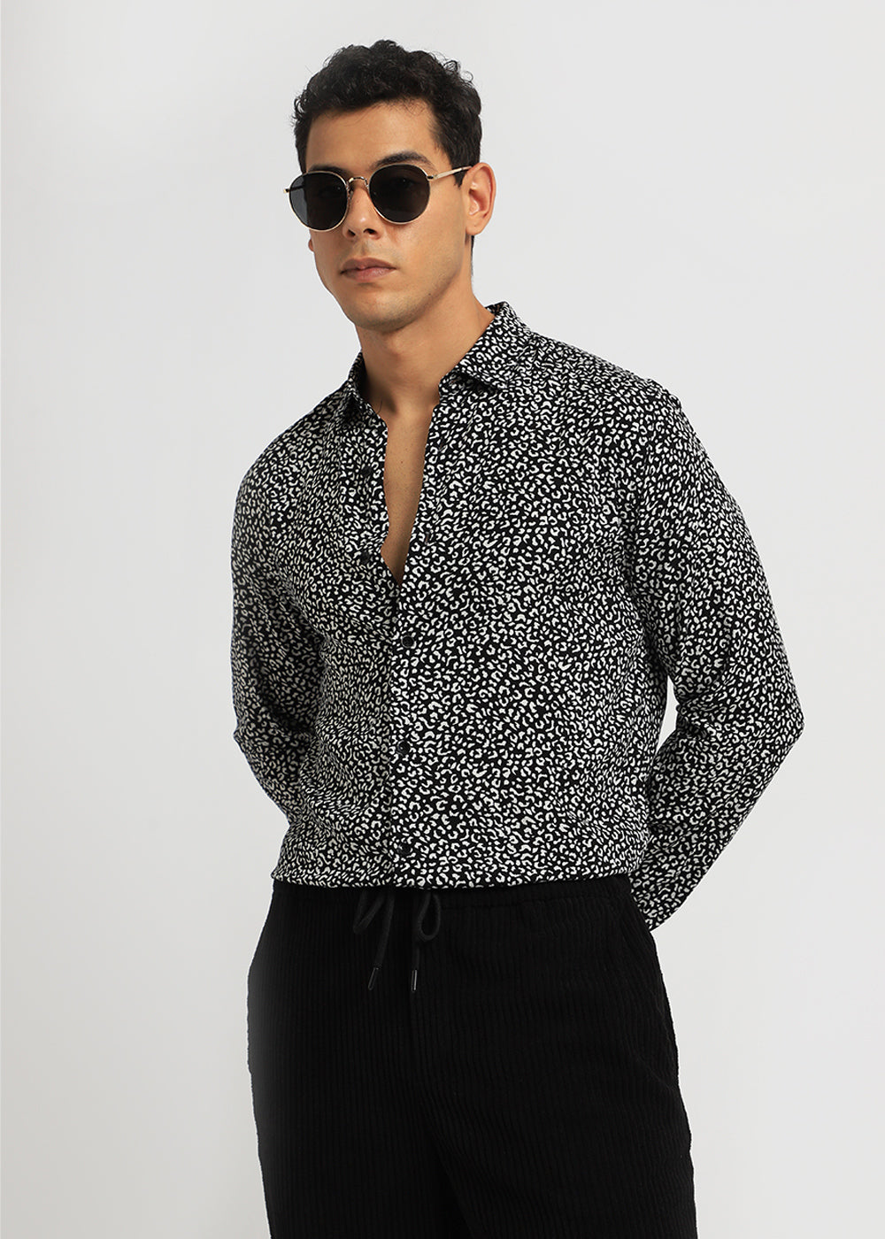White Panthera Print Full sleeve shirt