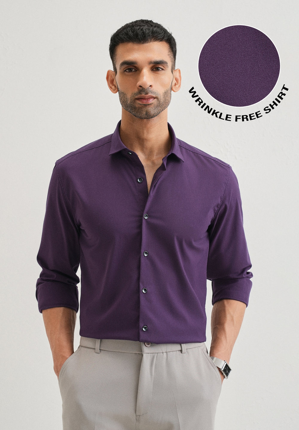 Imperial Purple Plain Wrinkle Free Shirt