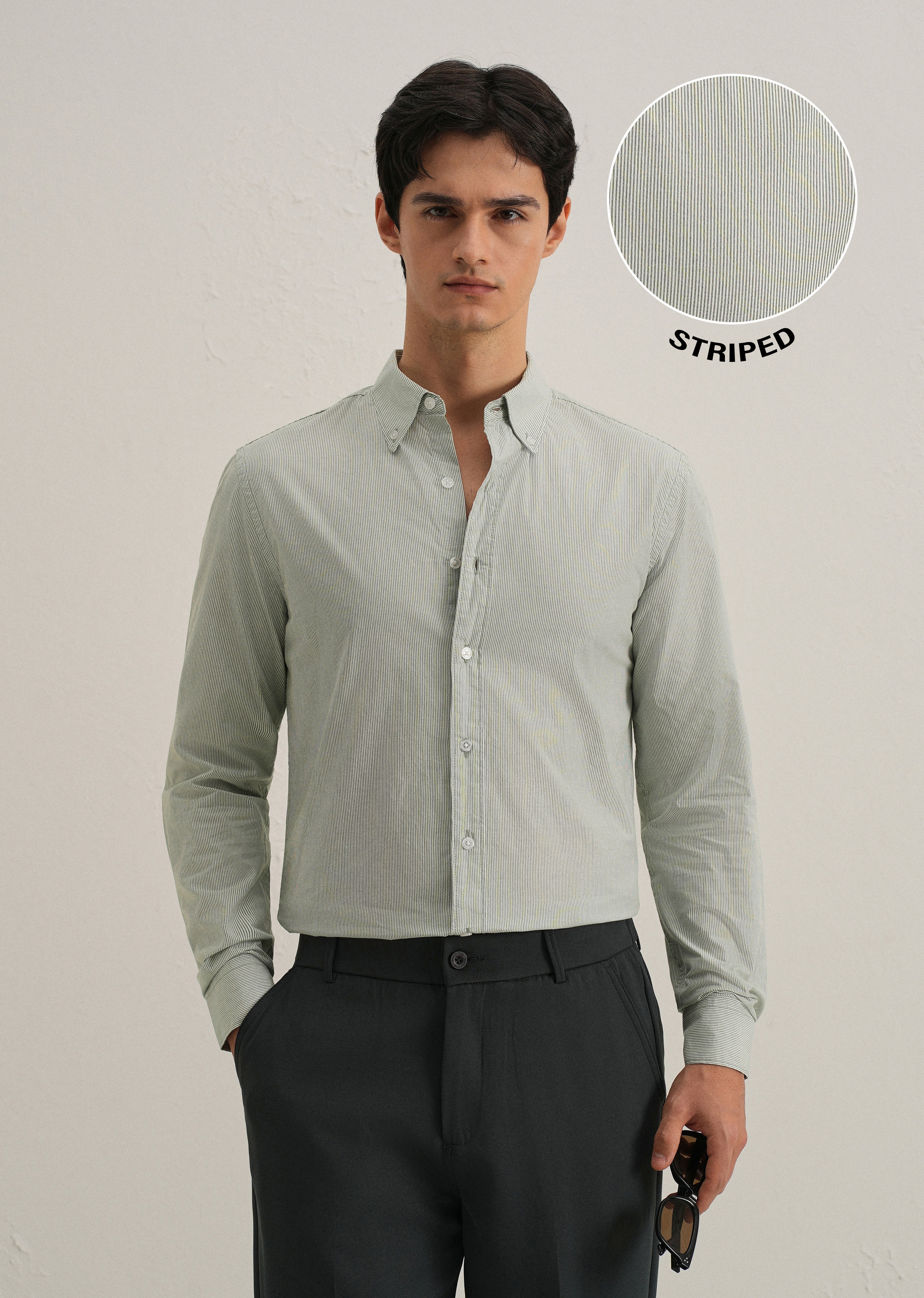 Clover Green Pin Striped Shirt