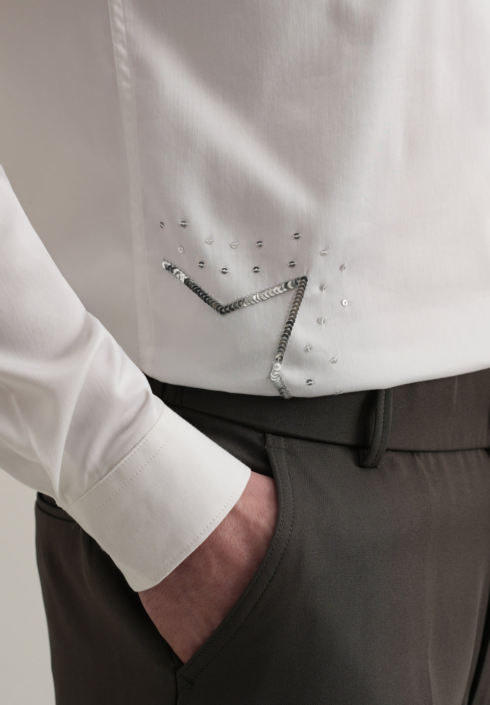 White Sequence Star Designer Shirt