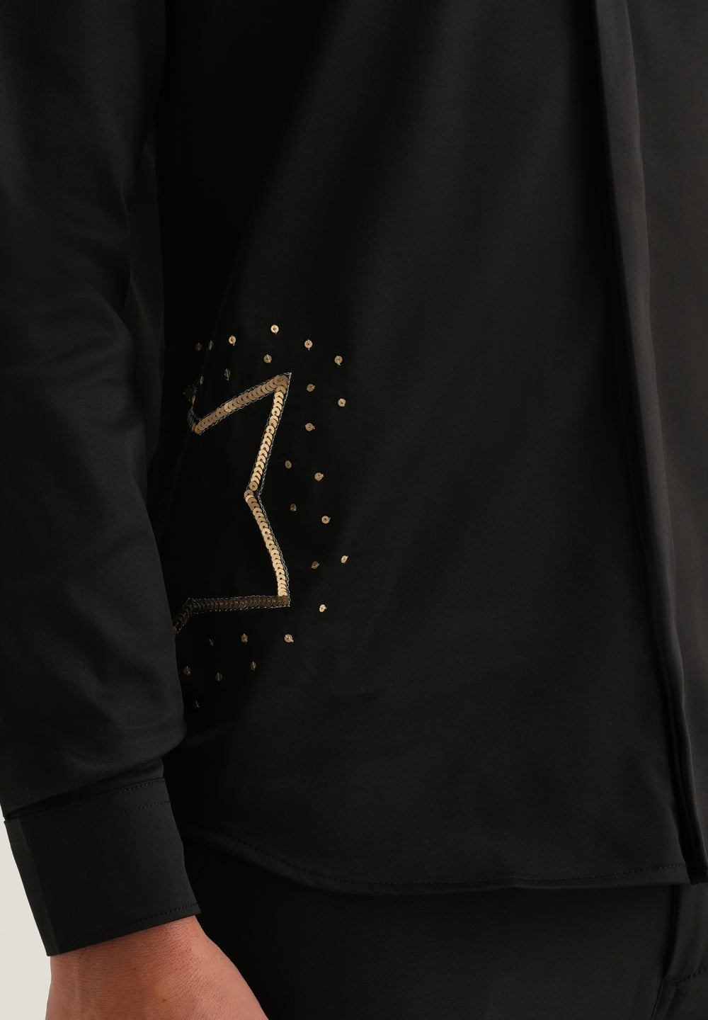 Black Sequence Star Designer Shirt