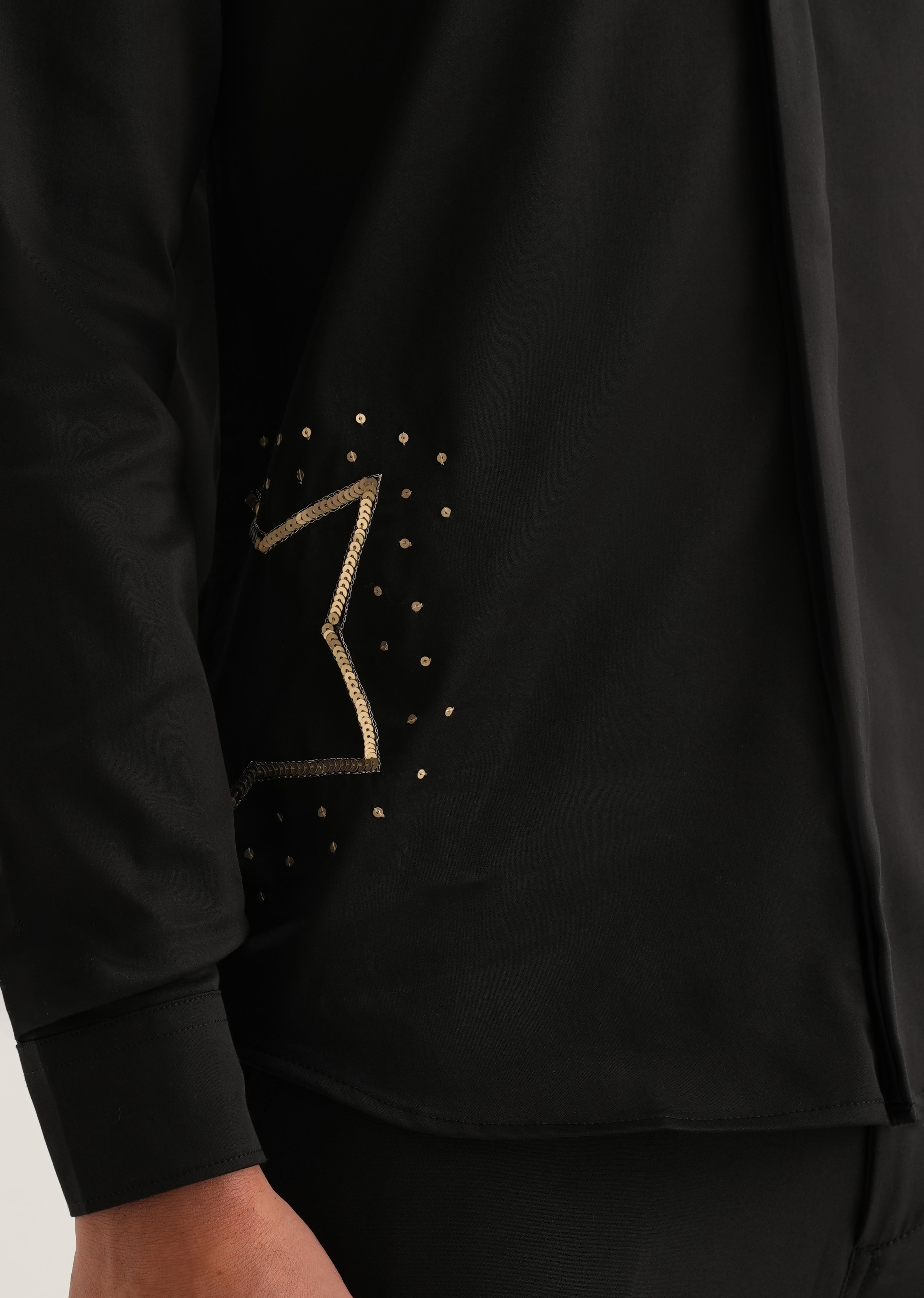 Black Sequence Star Designer Shirt