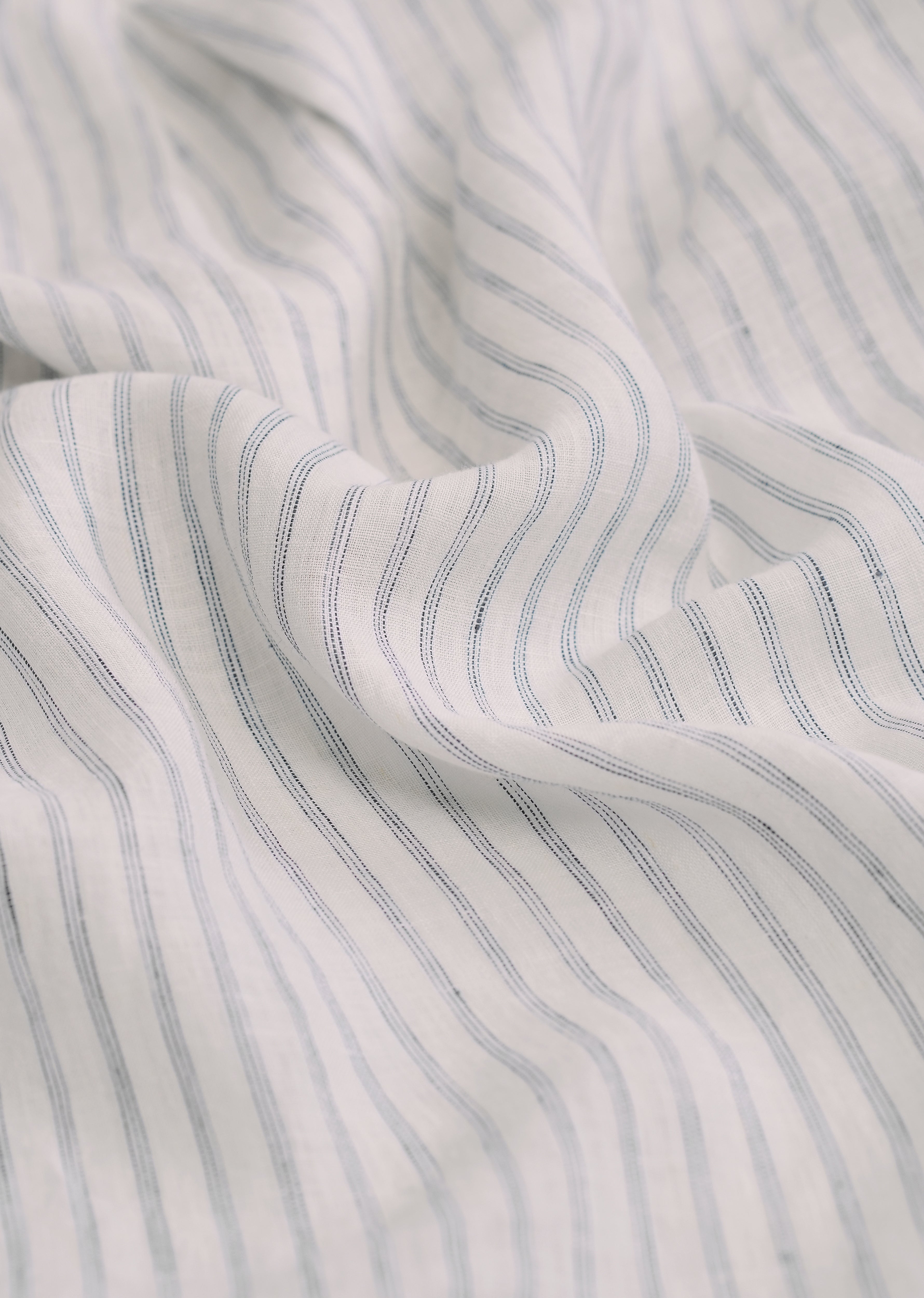 100% Linen Off-White Self-Stripe Shirt