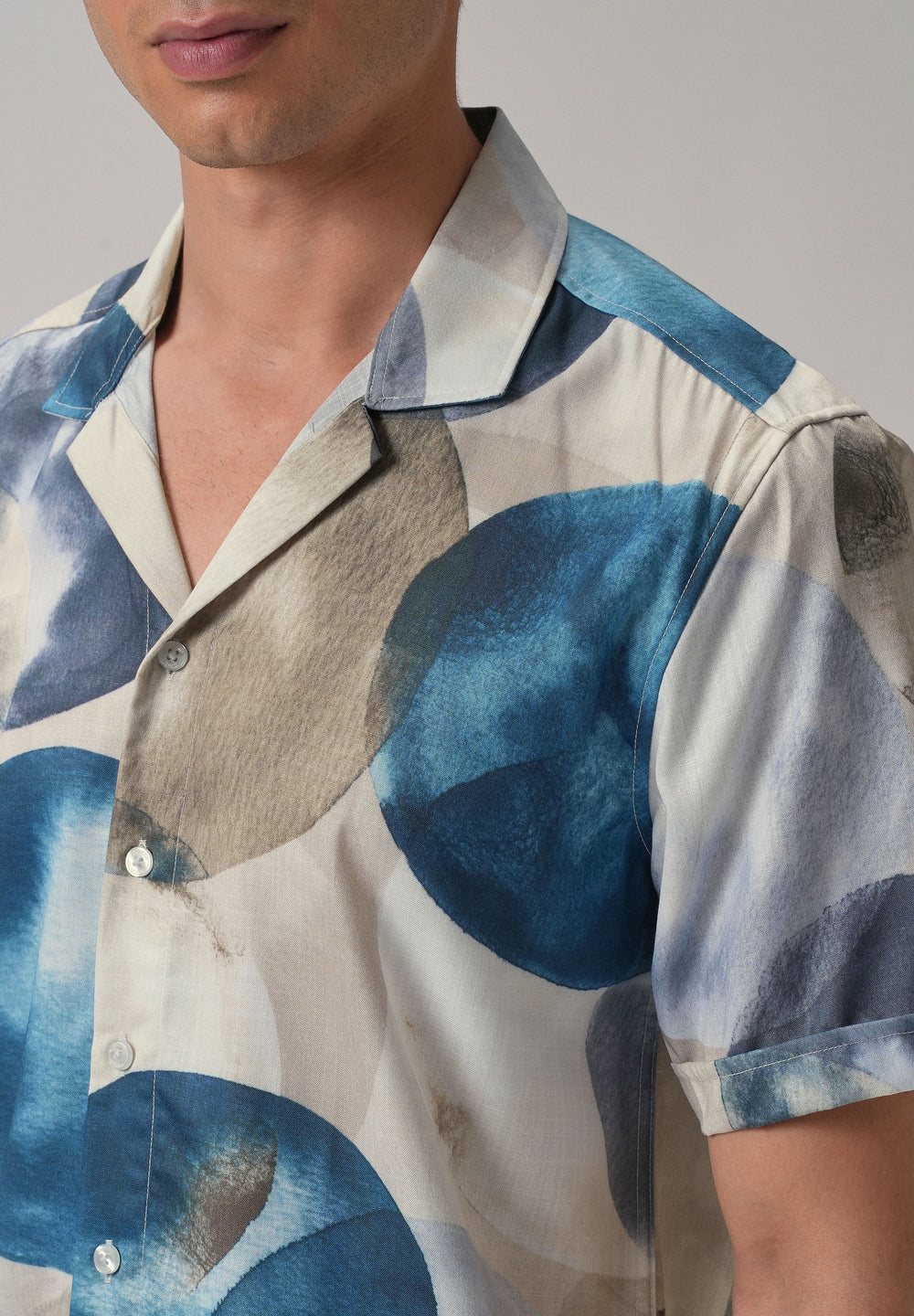 Abstract Blue Half Sleeve Shirt