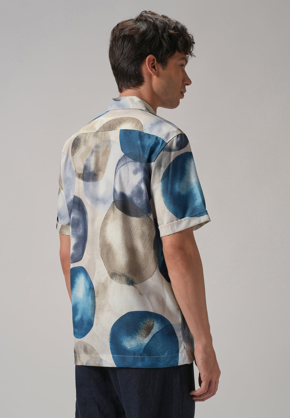 Abstract Blue Half Sleeve Shirt