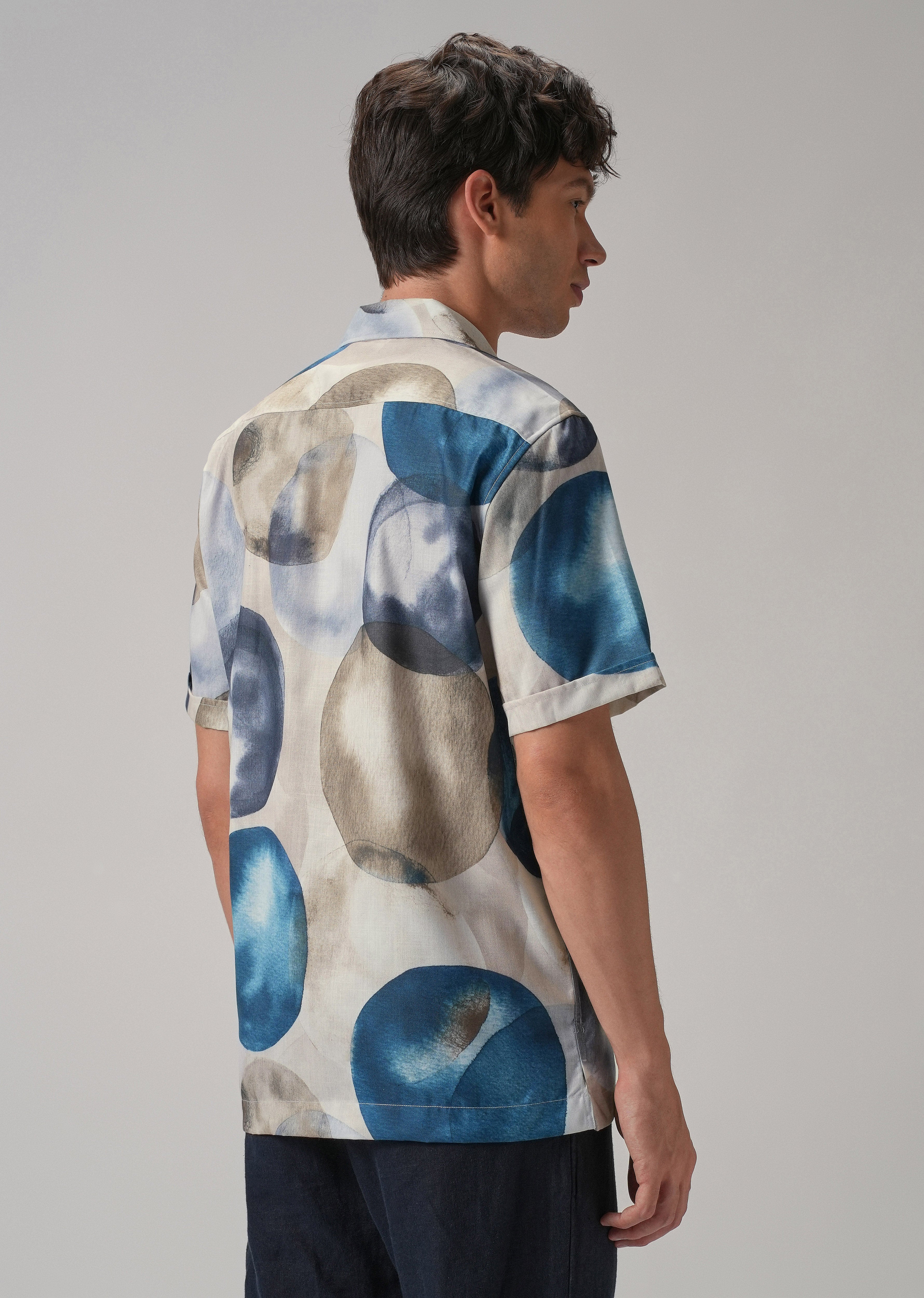 Abstract Blue Half Sleeve Shirt