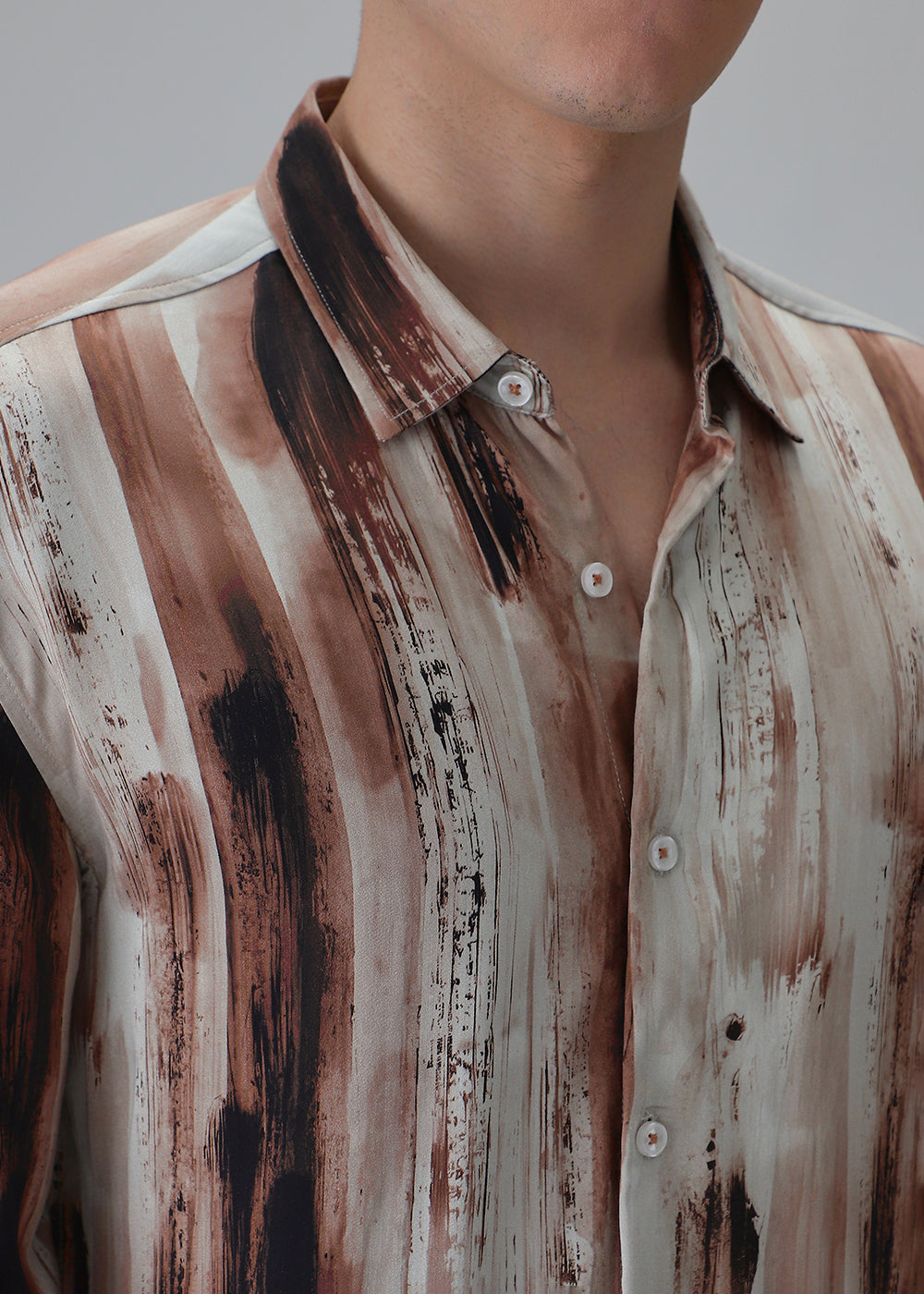 Abstract Brown Printed Shirt
