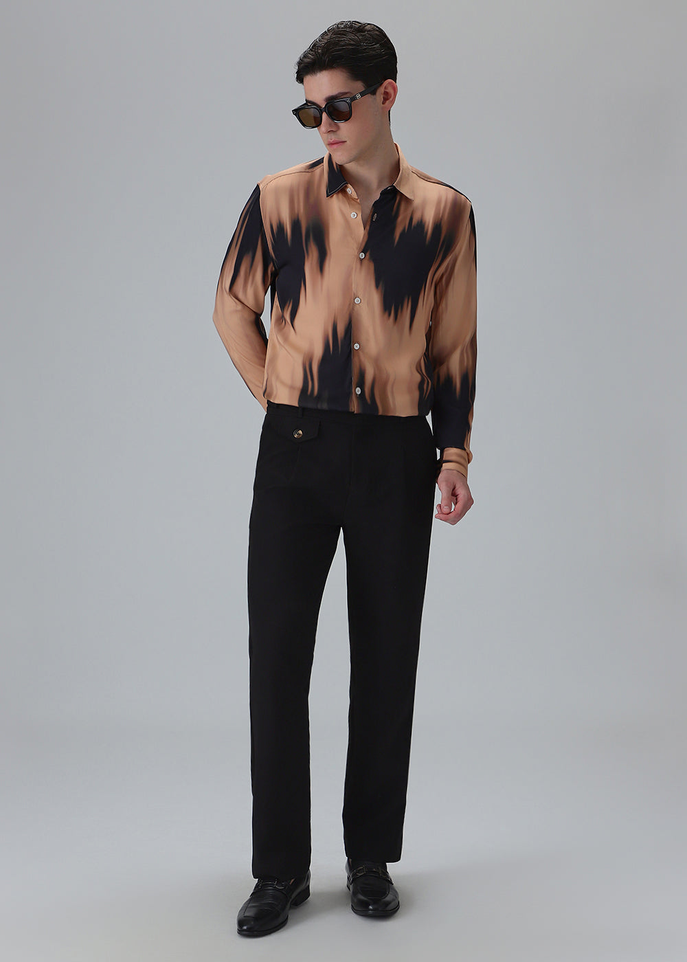 Abstract Dark Peach Printed Shirt