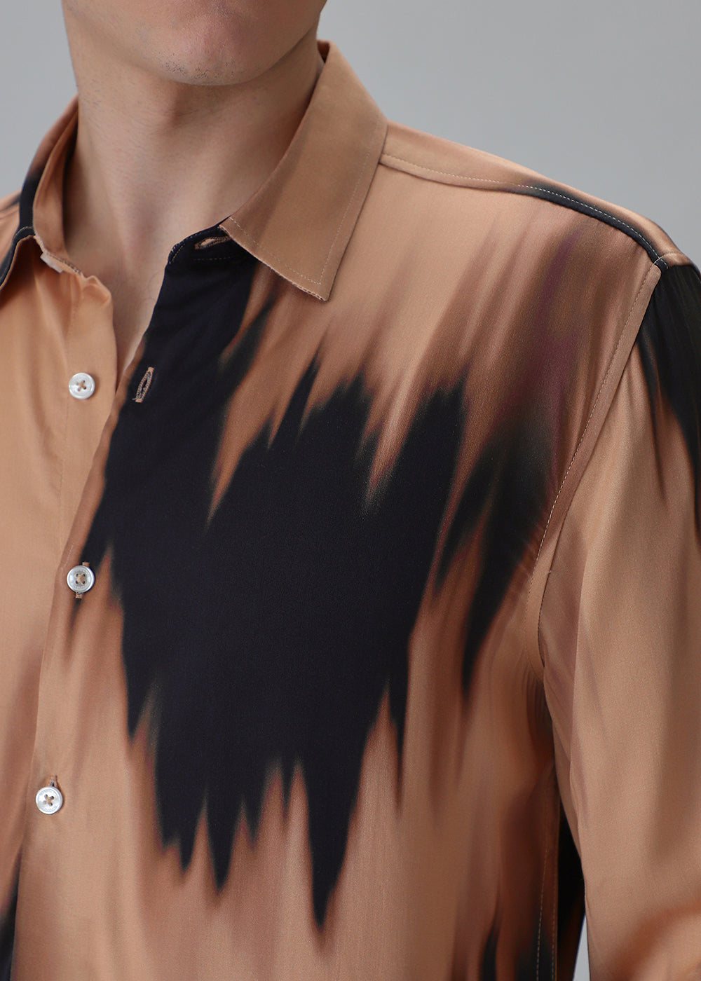 Abstract Dark Peach Printed Shirt