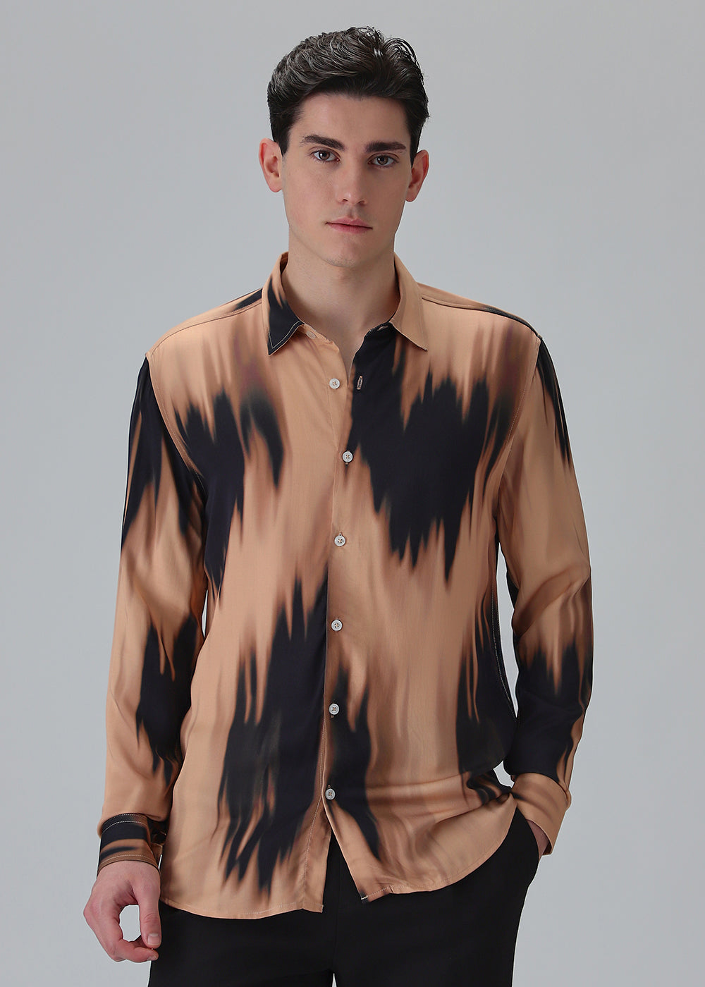 Abstract Dark Peach Printed Shirt
