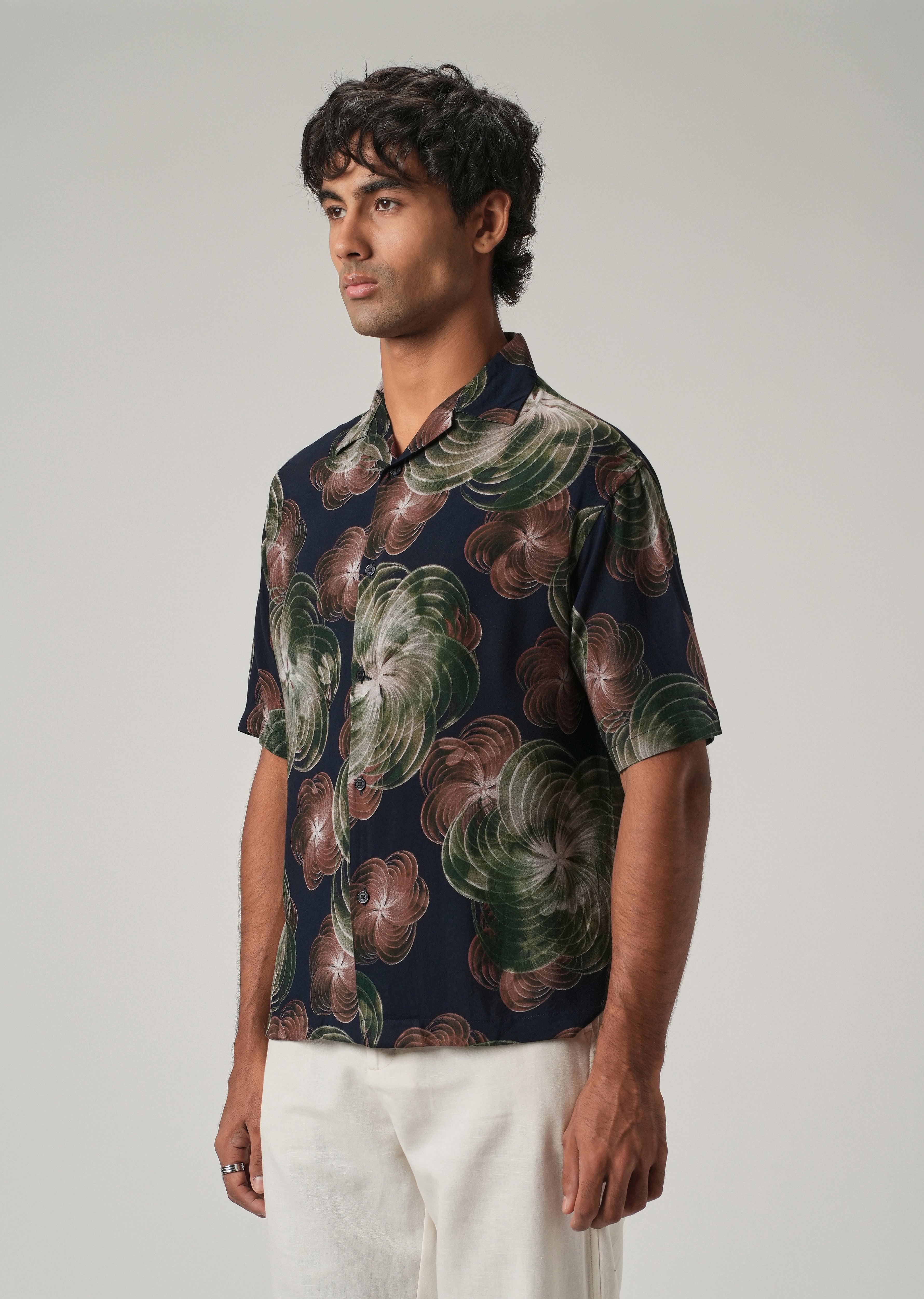 Abstract Floral Oversized Feather Shirt