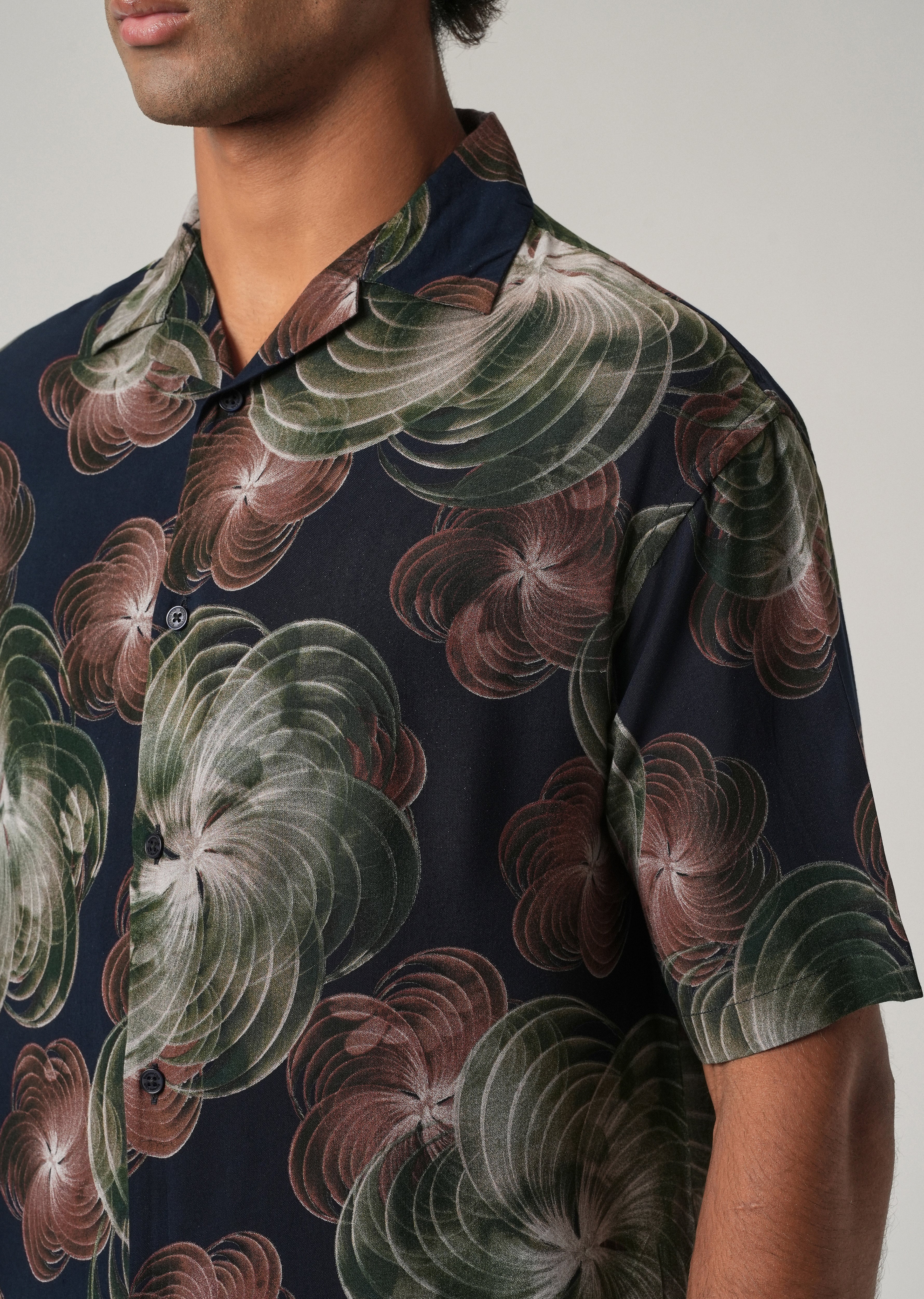 Abstract Floral Oversized Feather Shirt