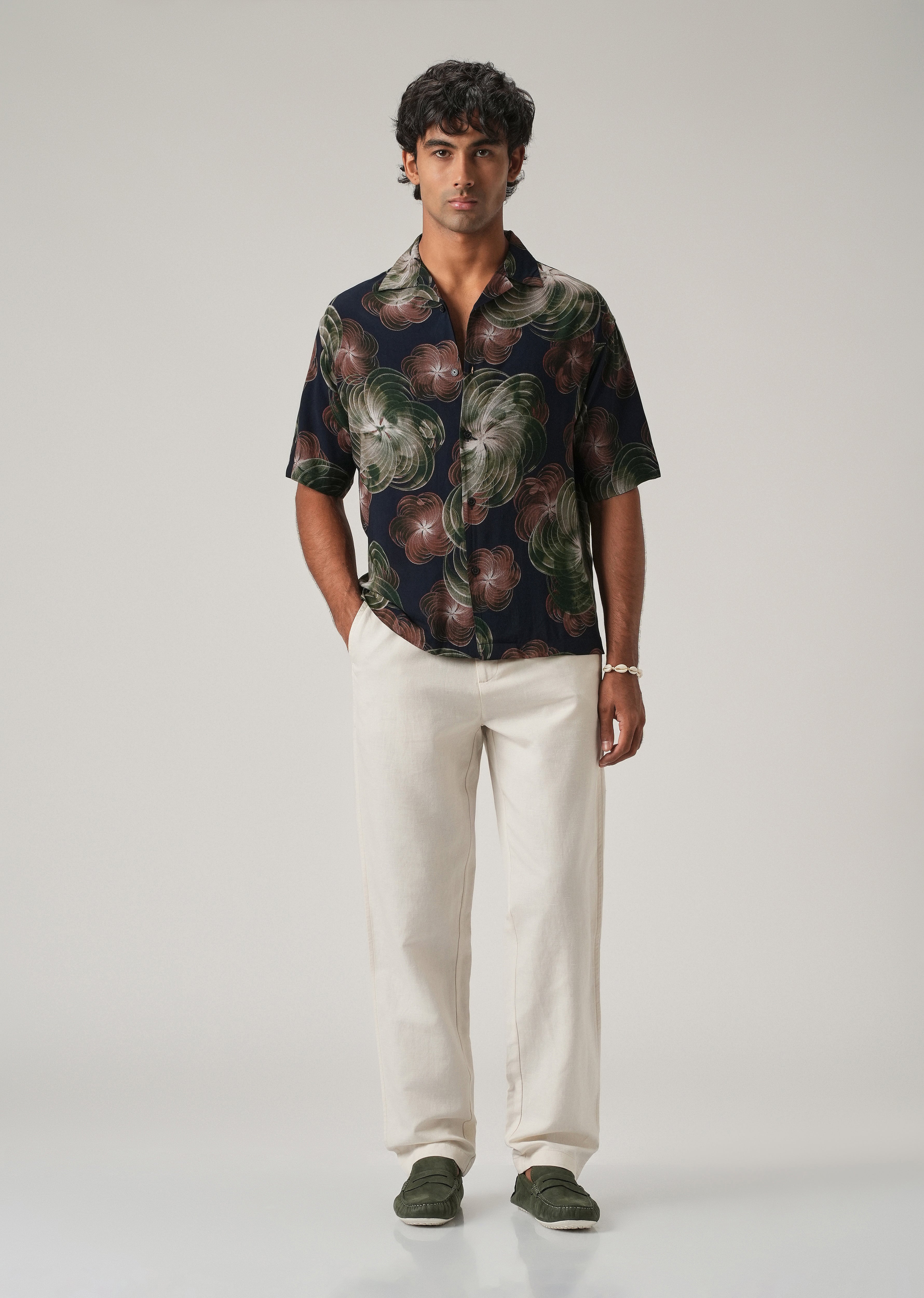 Abstract Floral Oversized Feather Shirt