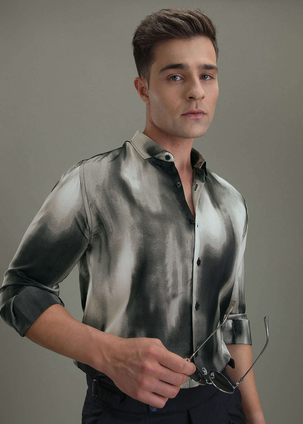 Abstract Grey Printed Shirt