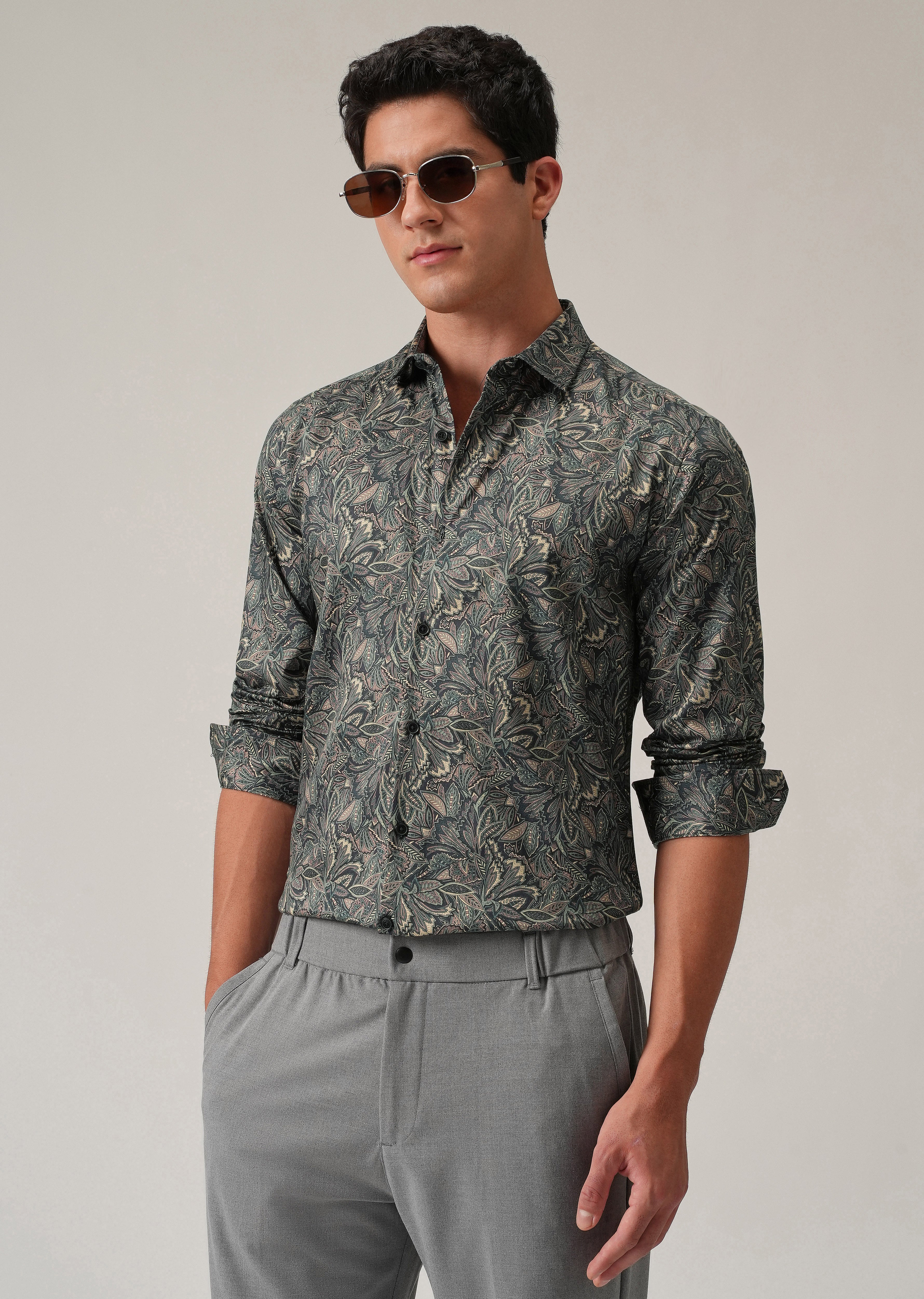 Abstract Leaf Print Shirt
