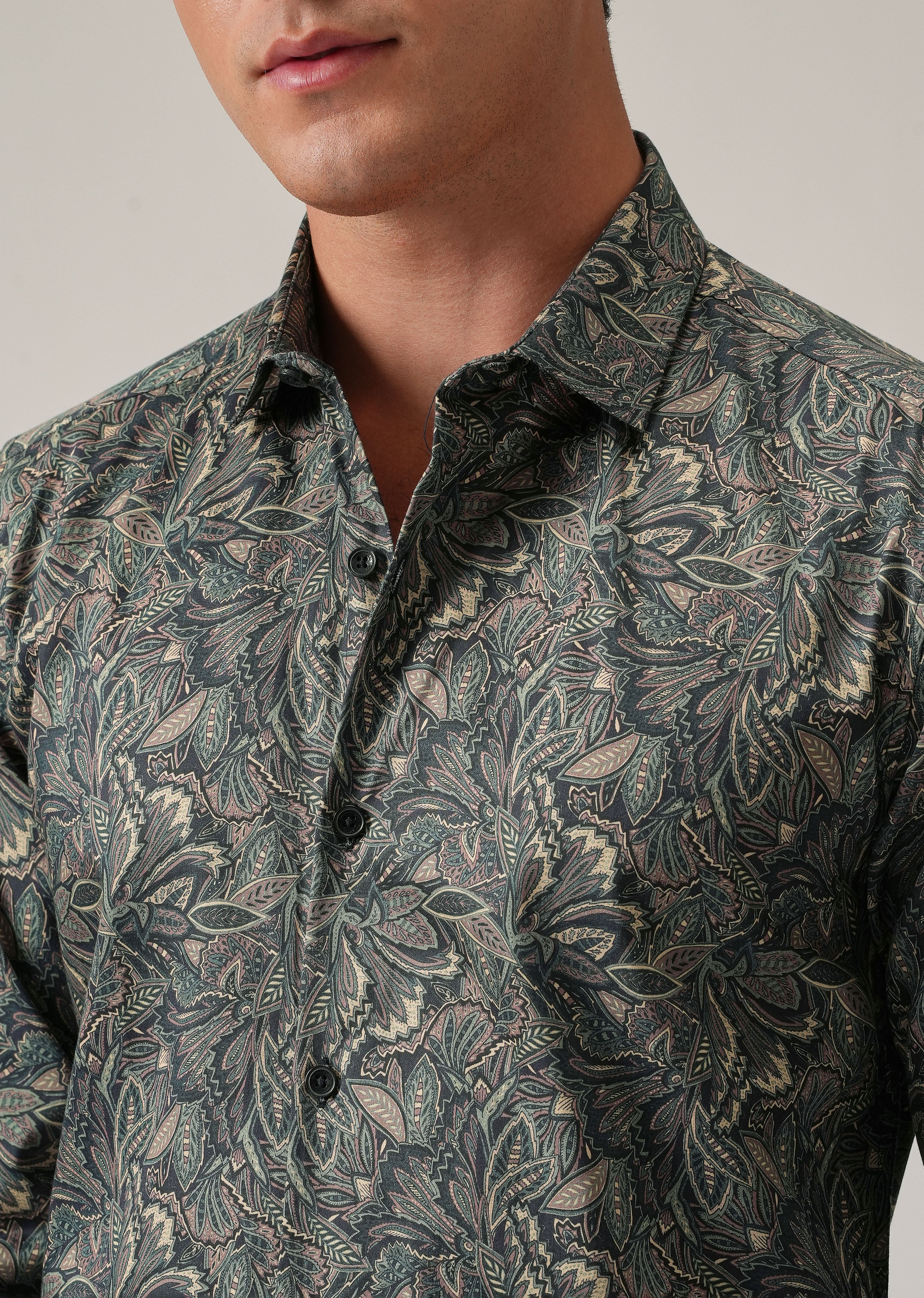 Abstract Leaf Print Shirt