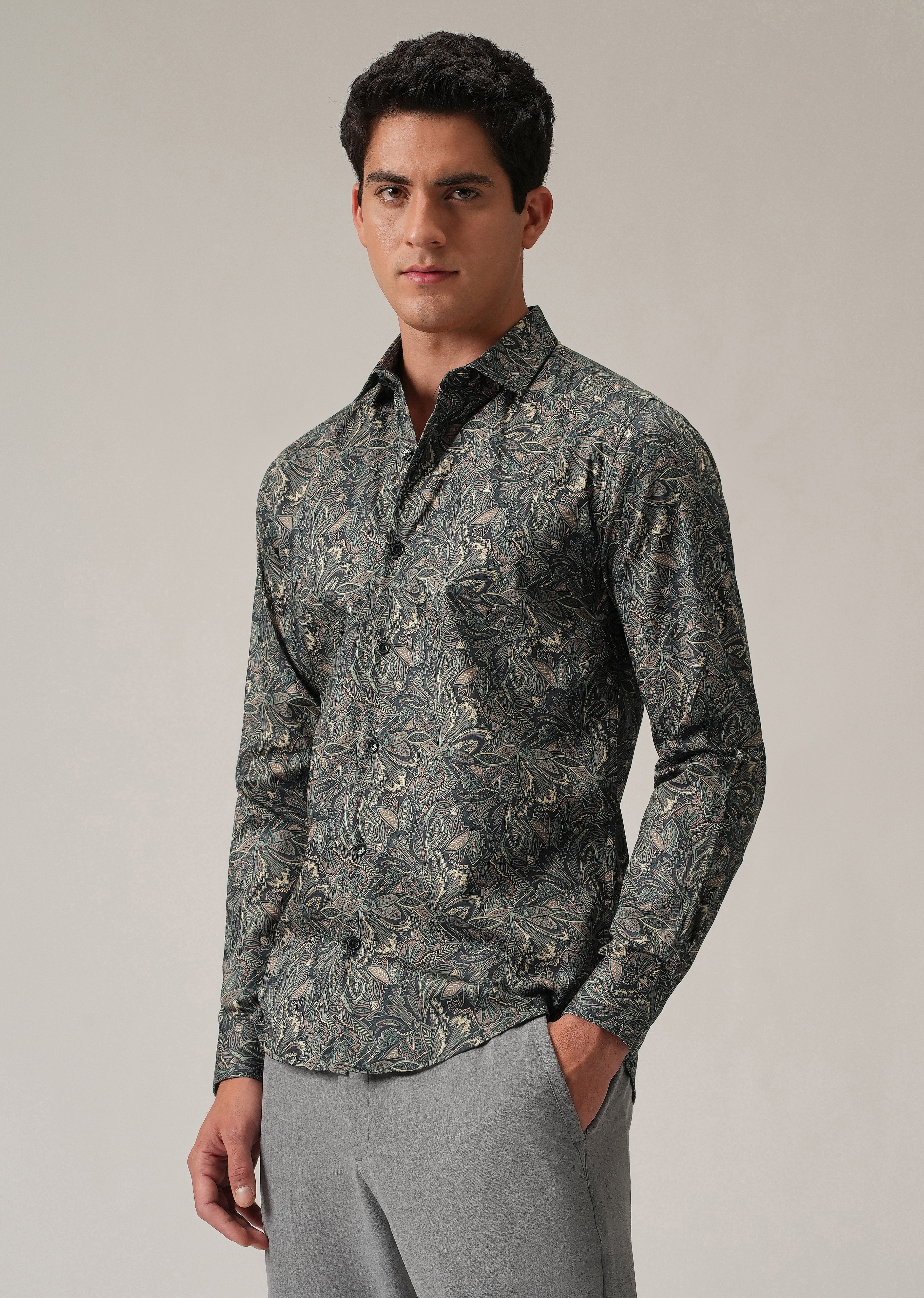 Abstract Leaf Print Shirt