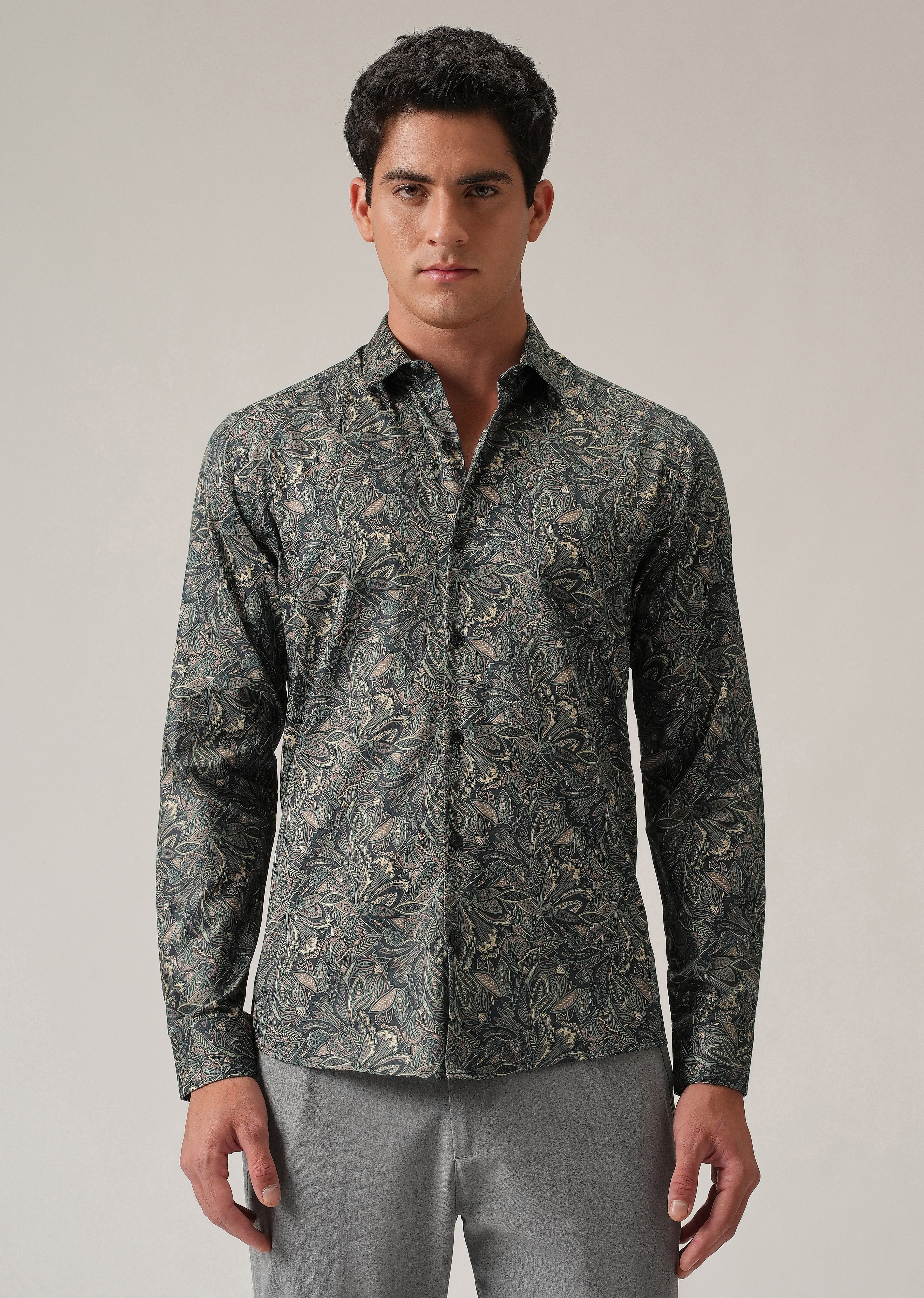 Abstract Leaf Print Shirt
