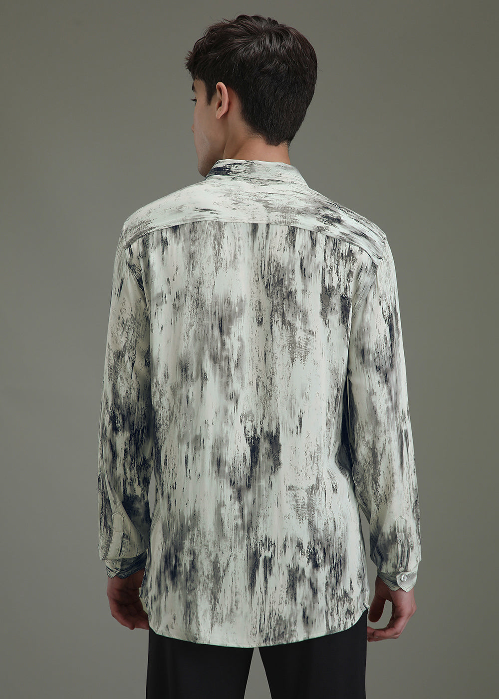 Abstract Gradient Grey Printed Shirt