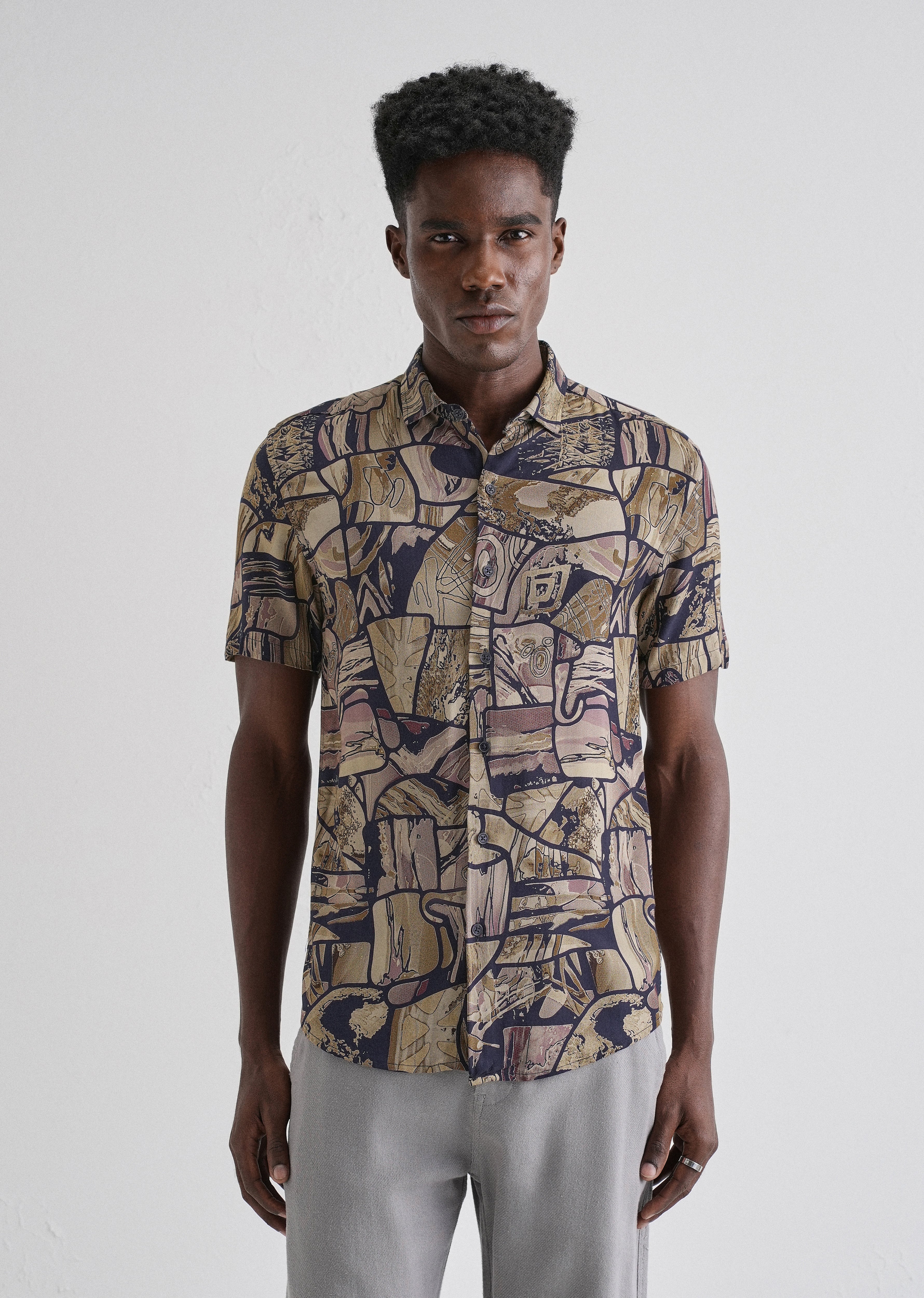 Abstract Mosaic Feather shirt
