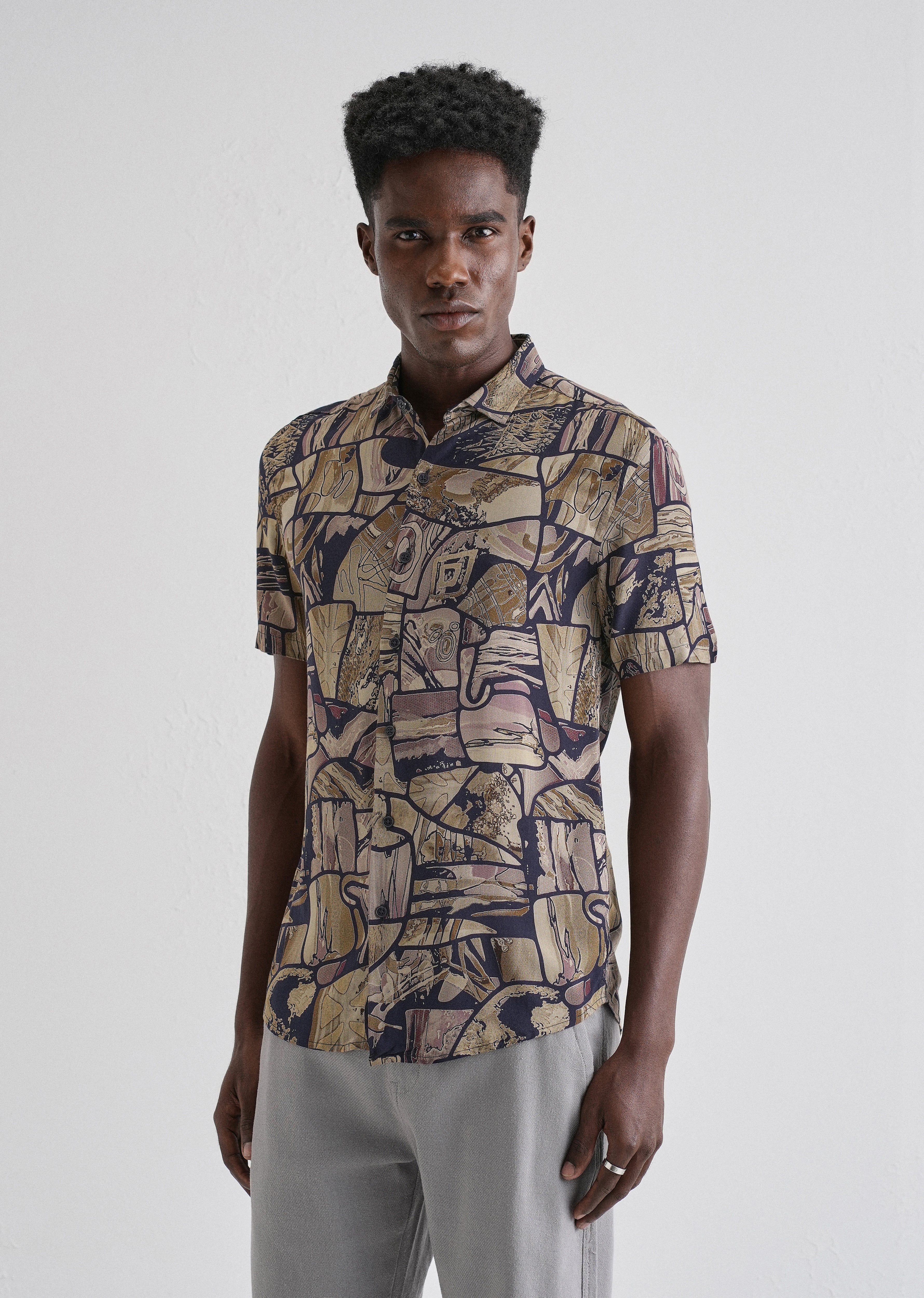 Abstract Mosaic Feather shirt