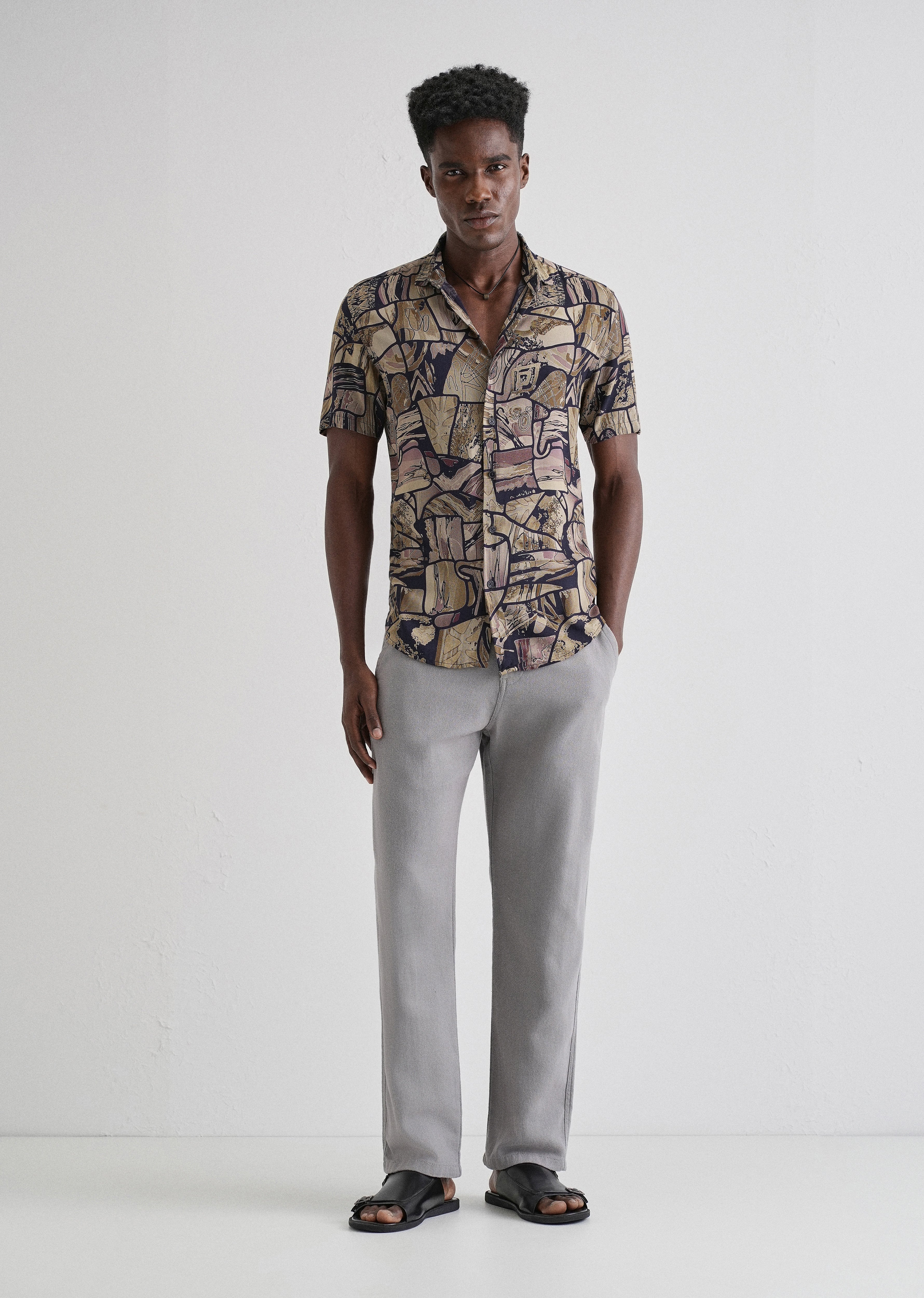 Abstract Mosaic Feather shirt